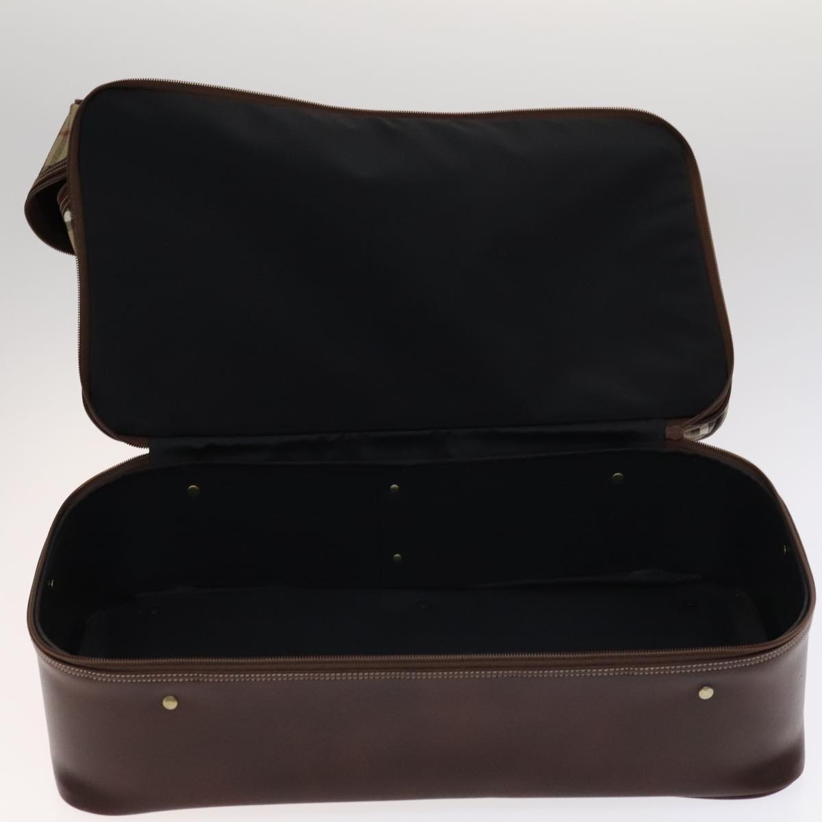 Burberrys Nova Check Boston Bag PVC Leather Beige Auth mr913