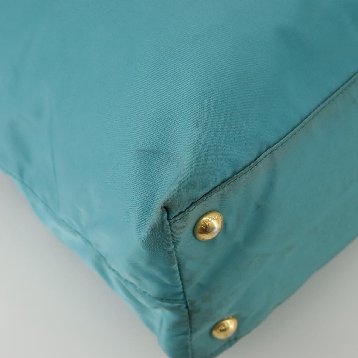 PRADA Tote Bag Nylon Blue Gold Auth mr916