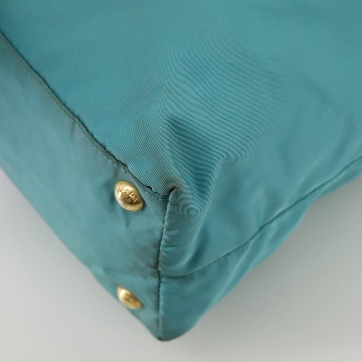 PRADA Tote Bag Nylon Blue Gold Auth mr916