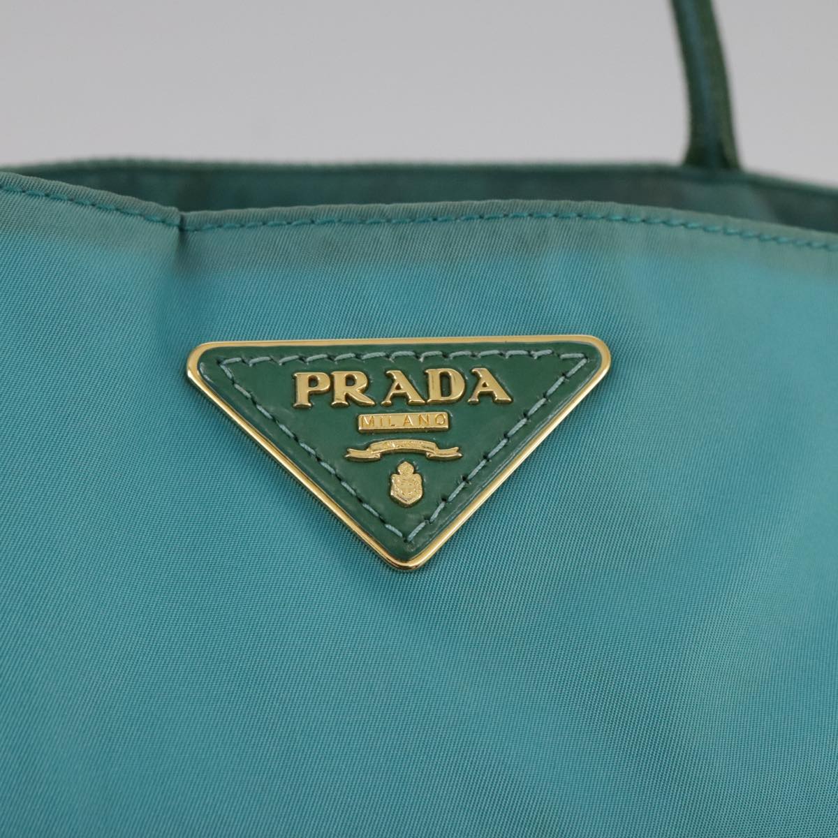 PRADA Tote Bag Nylon Blue Gold Auth mr916