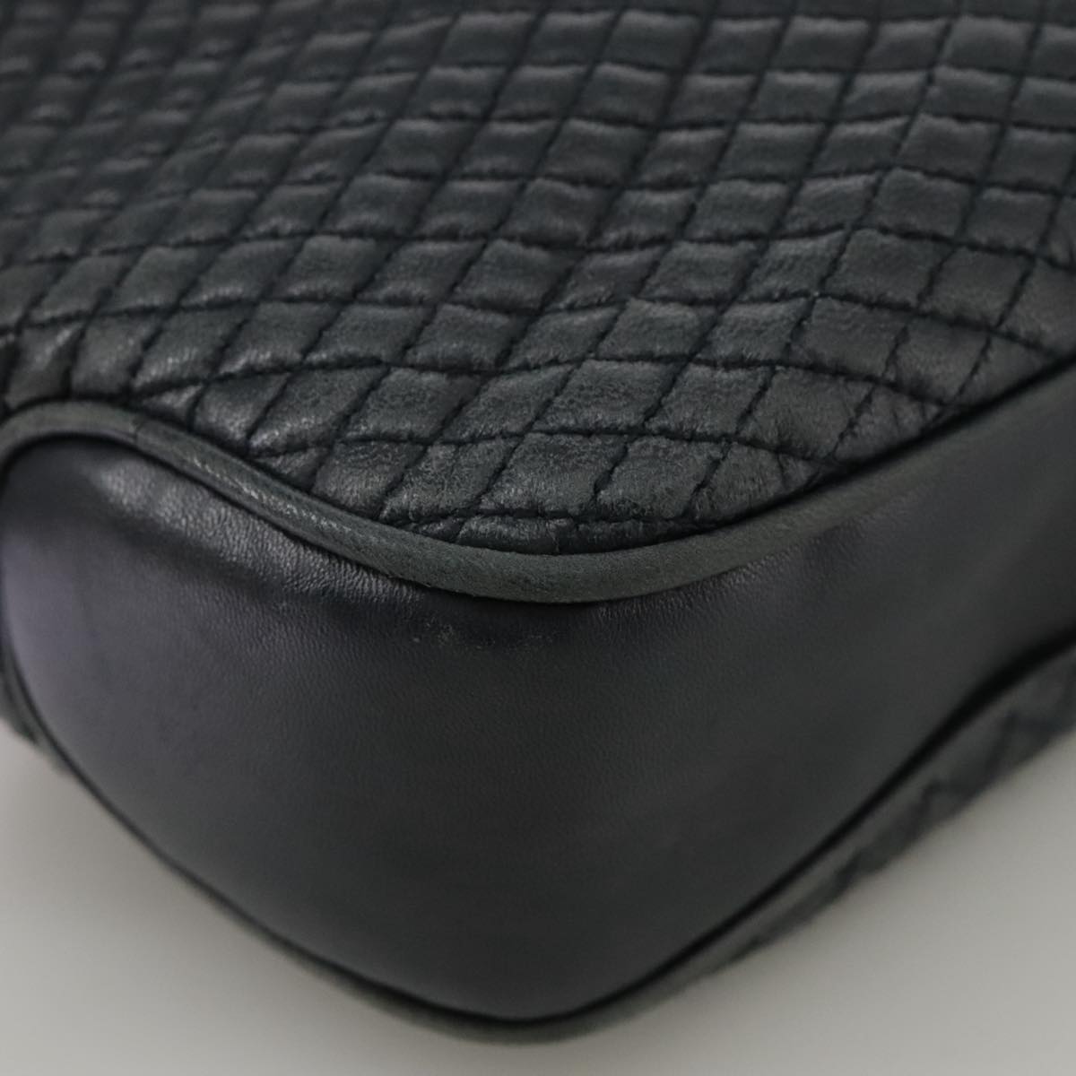 BALLY Chain Tote Bag Leather Black Gold Auth mr918