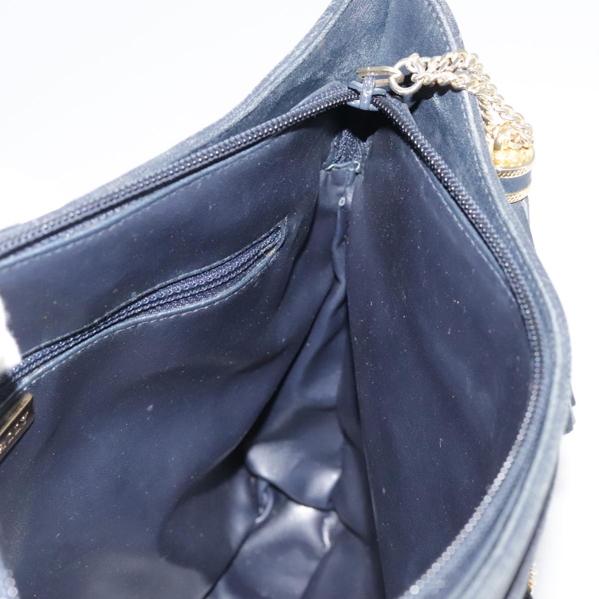 BALLY Chain Tote Bag Leather Black Gold Auth mr918