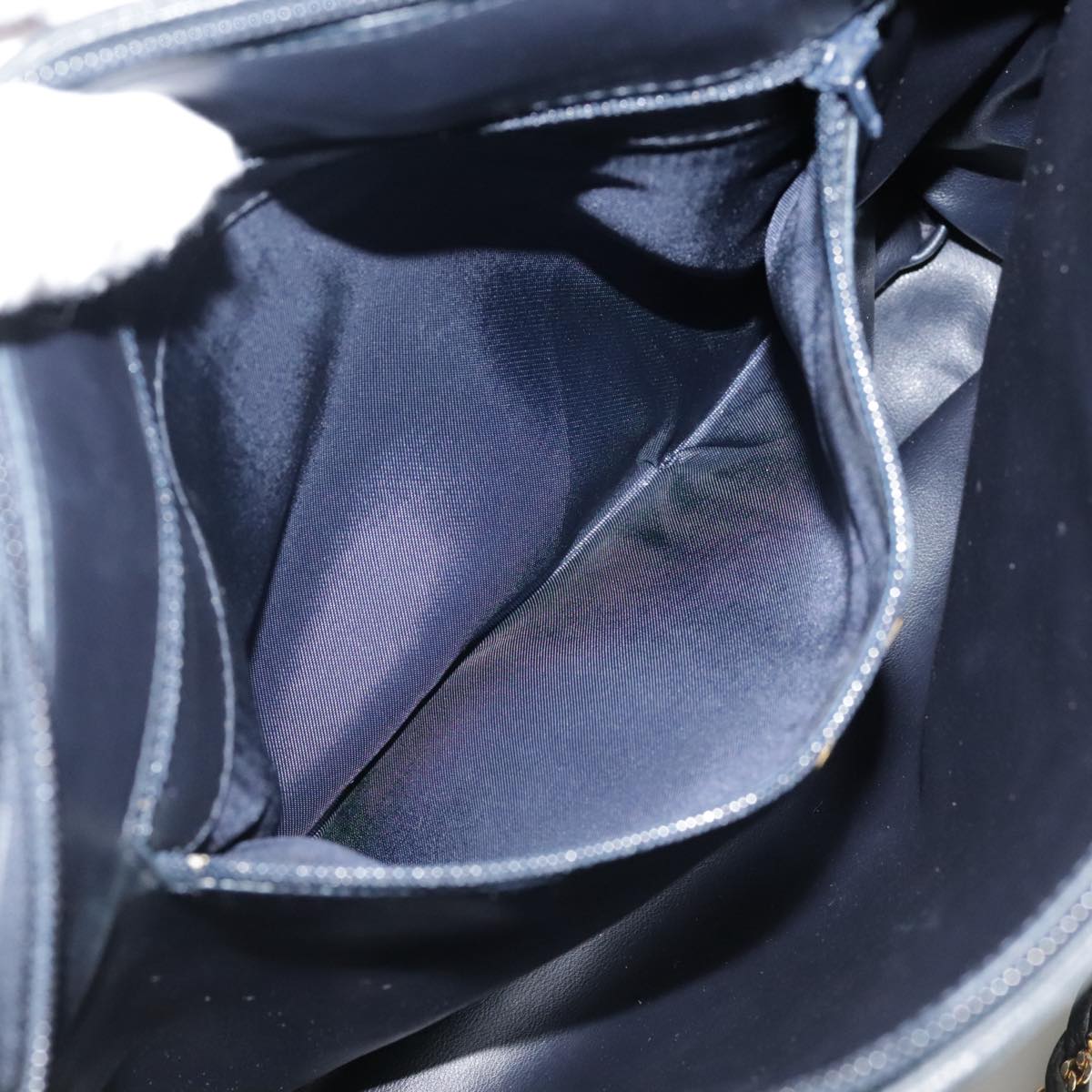 BALLY Chain Tote Bag Leather Black Gold Auth mr918