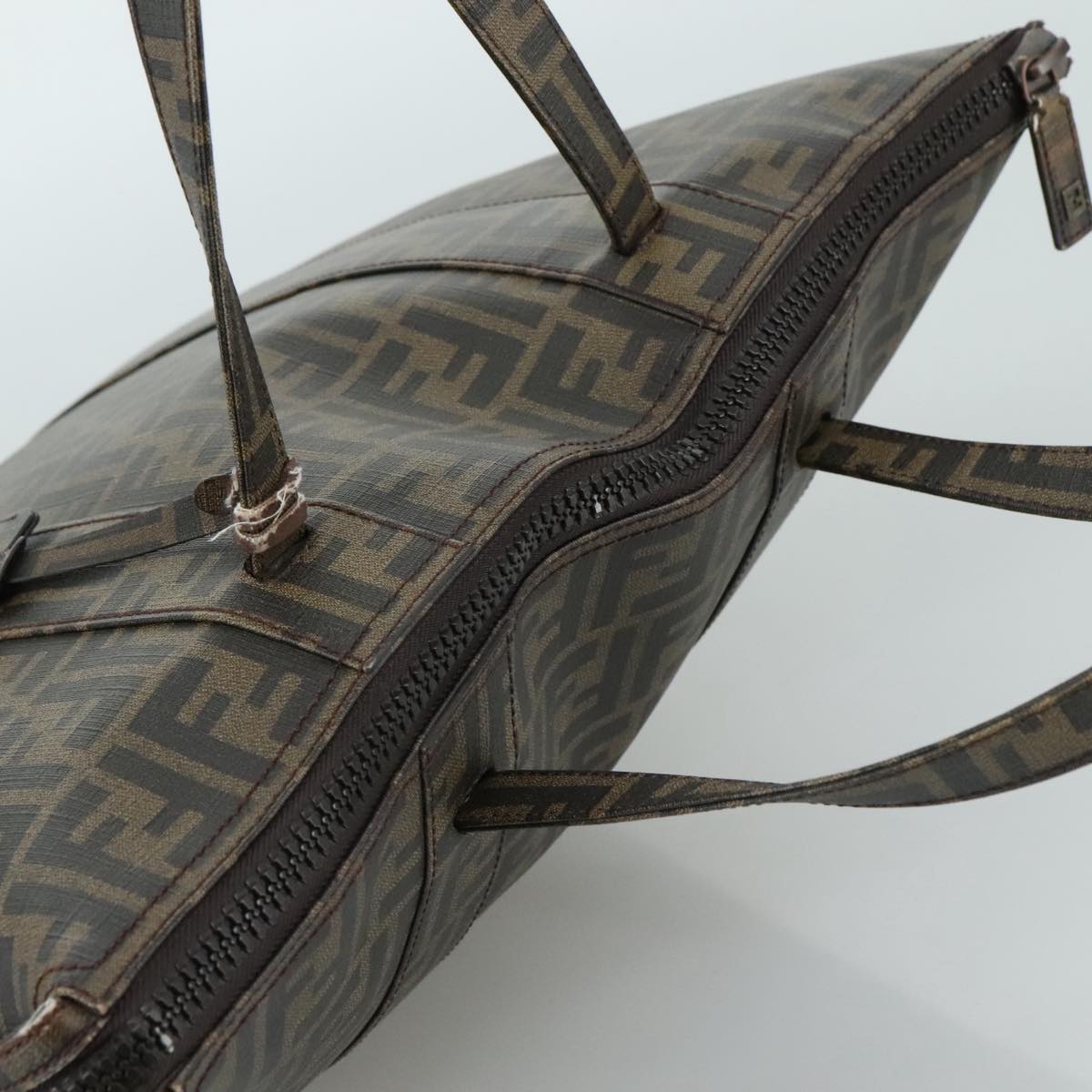 FENDI Zucca Canvas Tote Bag PVC Brown Black 7Va196 Auth mr923