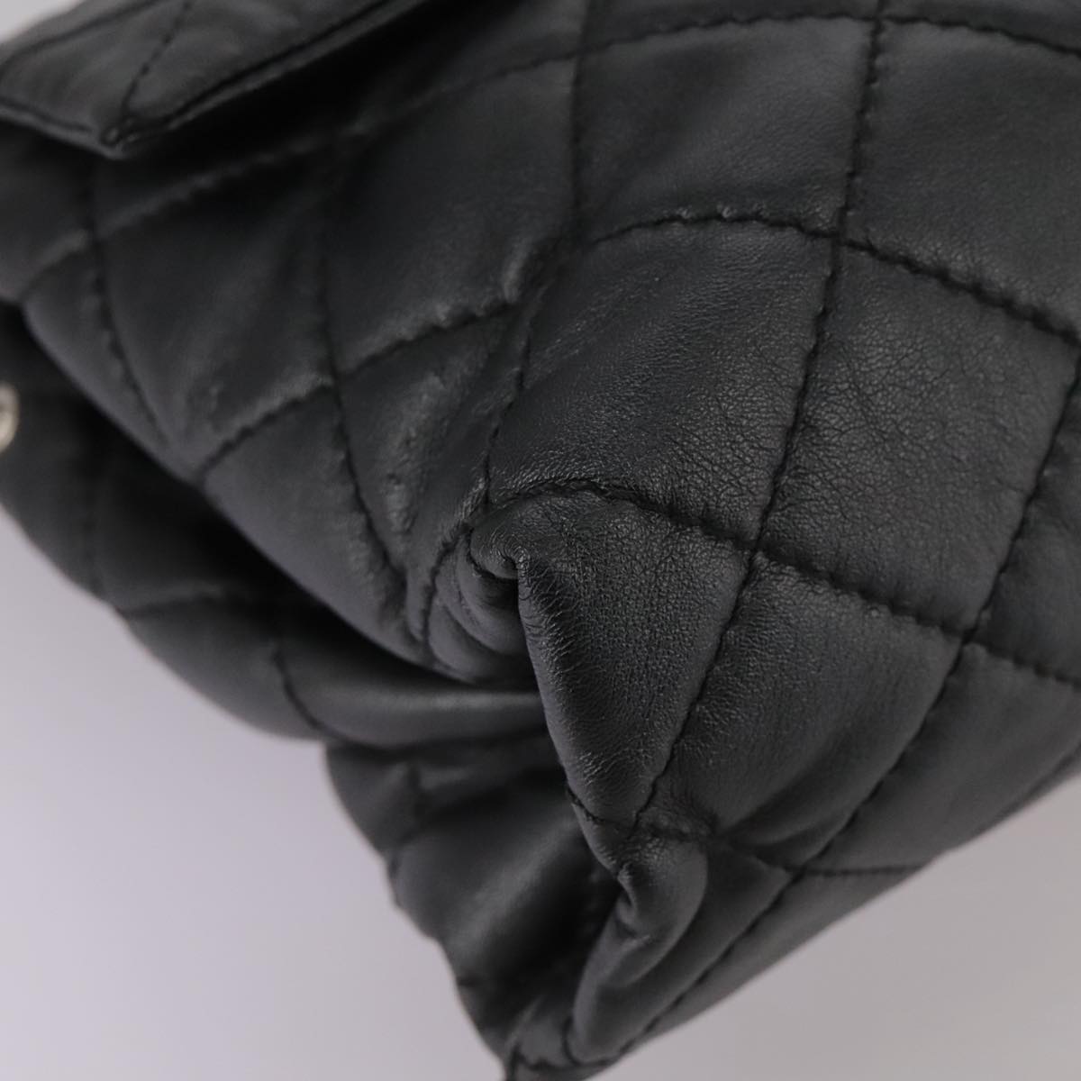 Stella MacCartney Chain Hand Bag Leather 2way Black Silver Auth mr934