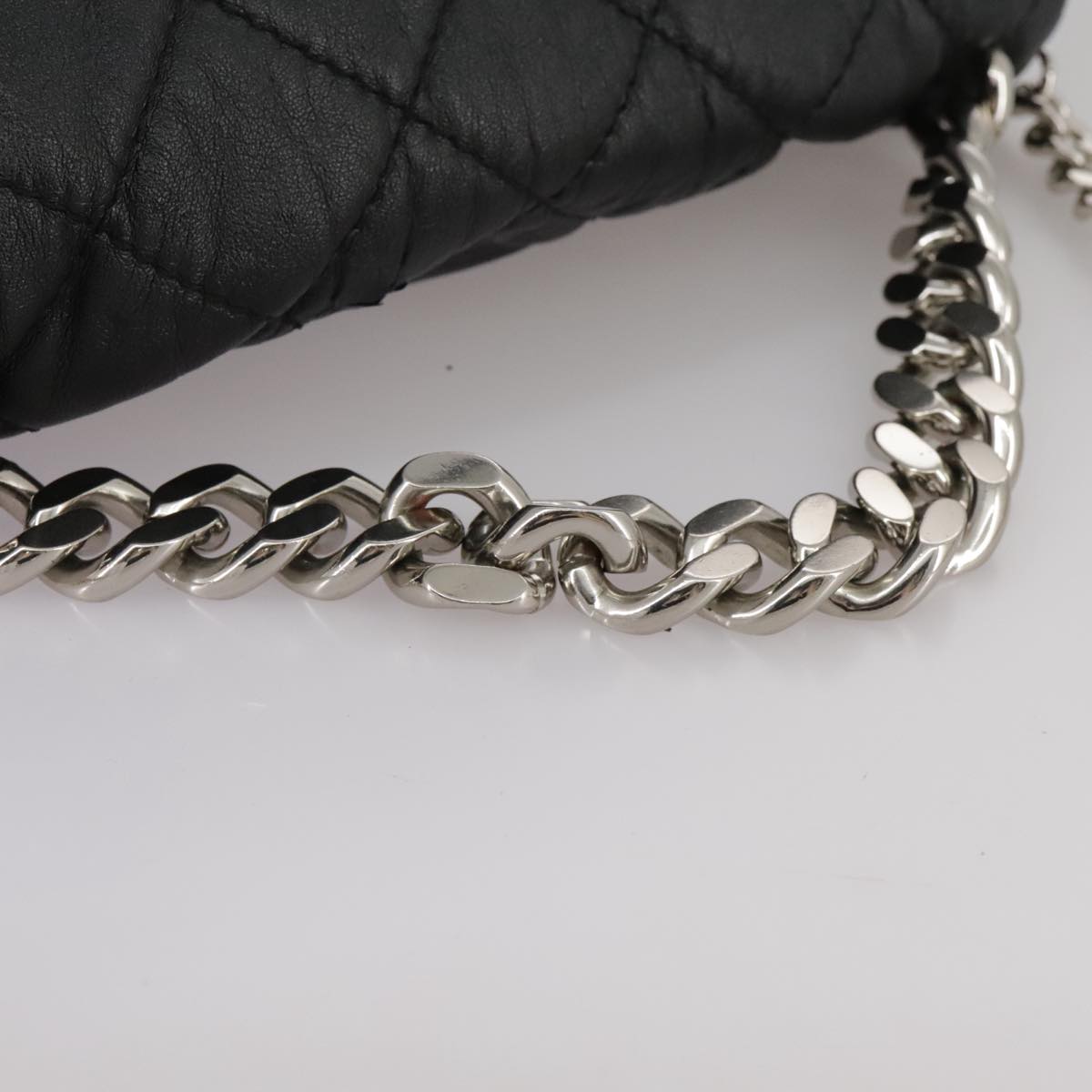 Stella MacCartney Chain Hand Bag Leather 2way Black Silver Auth mr934