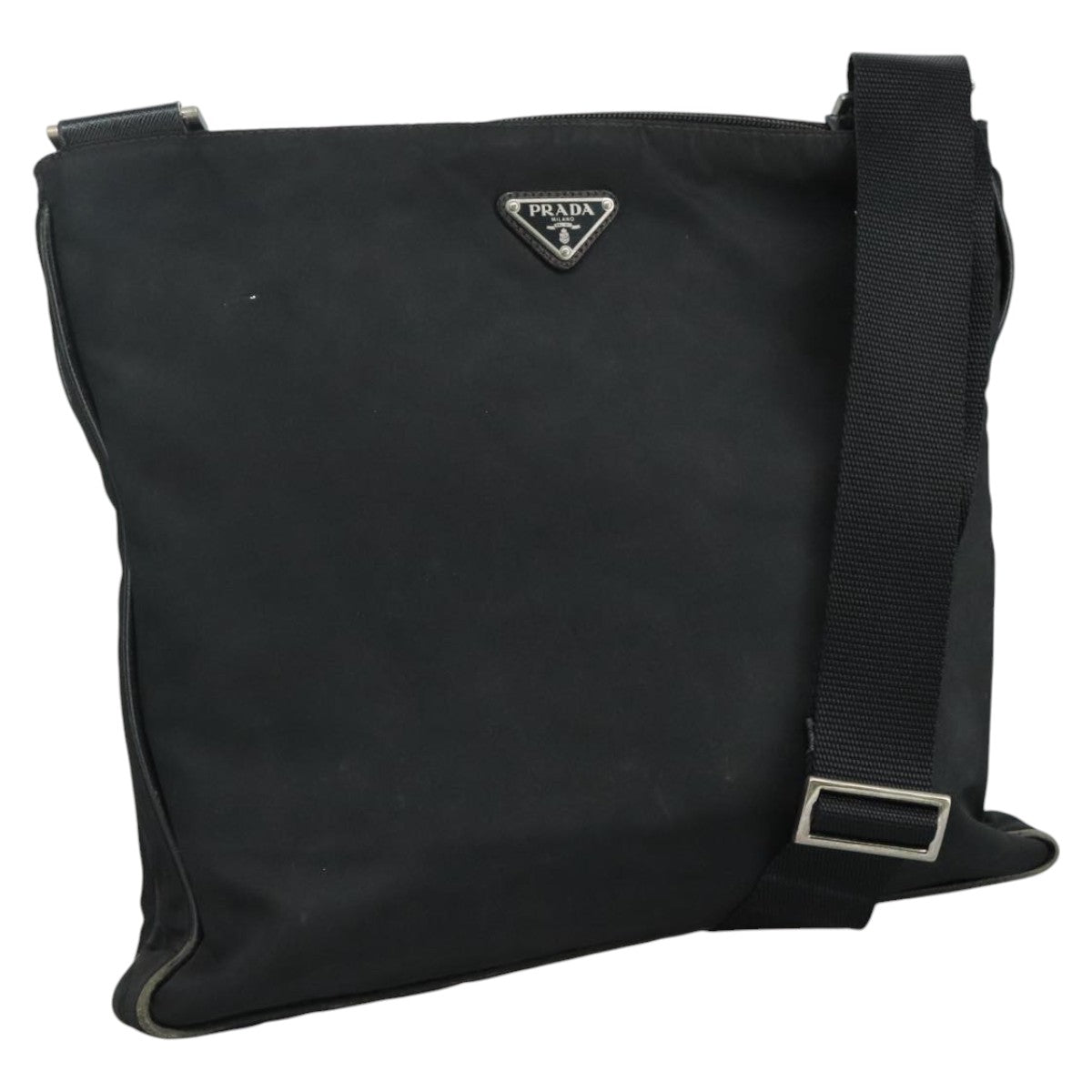 PRADA Shoulder Bag Nylon Black Silver Auth mr935