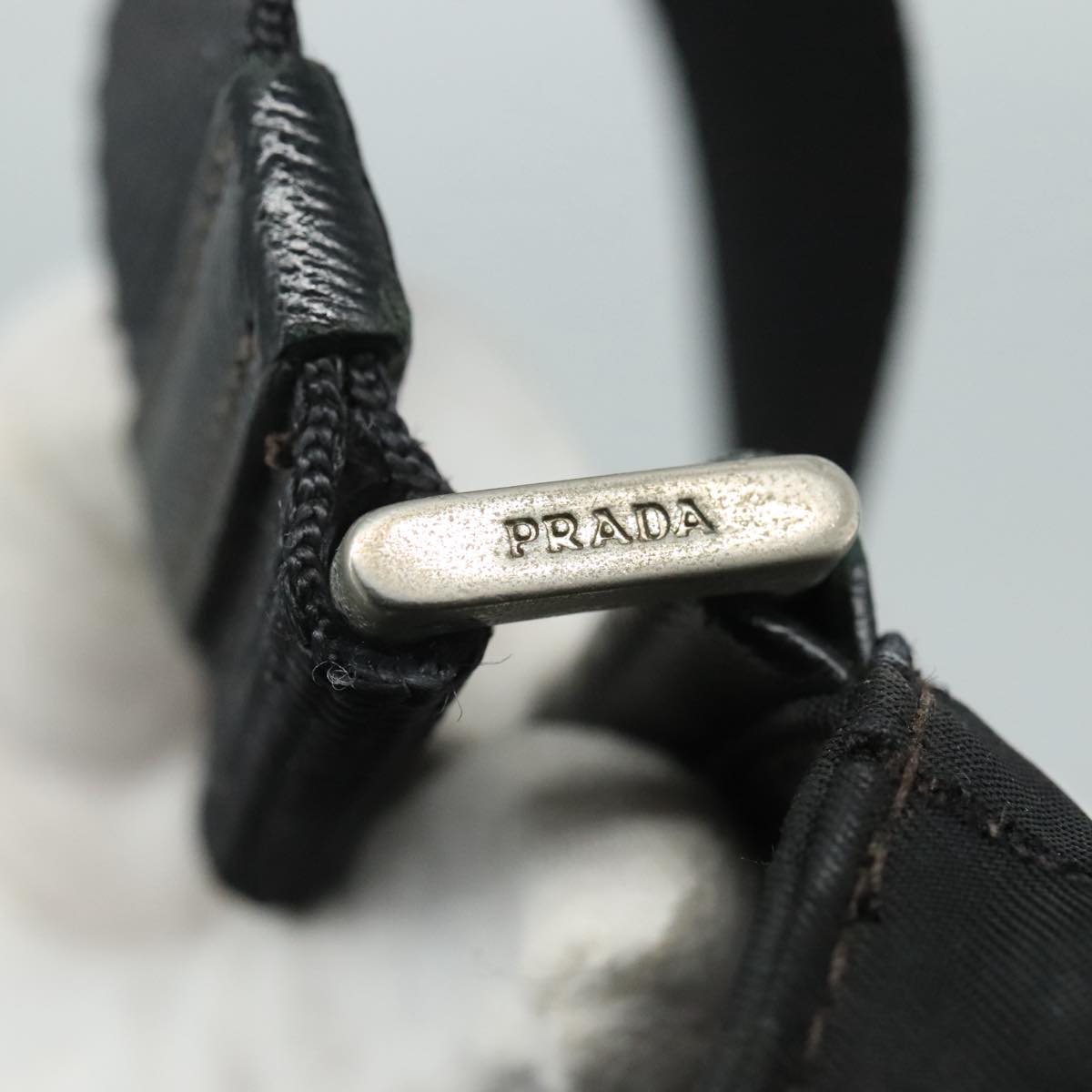 PRADA Shoulder Bag Nylon Black Silver Auth mr935