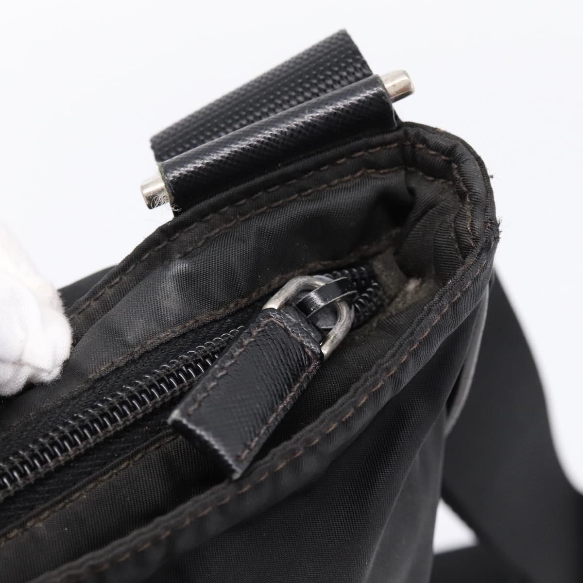PRADA Shoulder Bag Nylon Black Silver Auth mr935