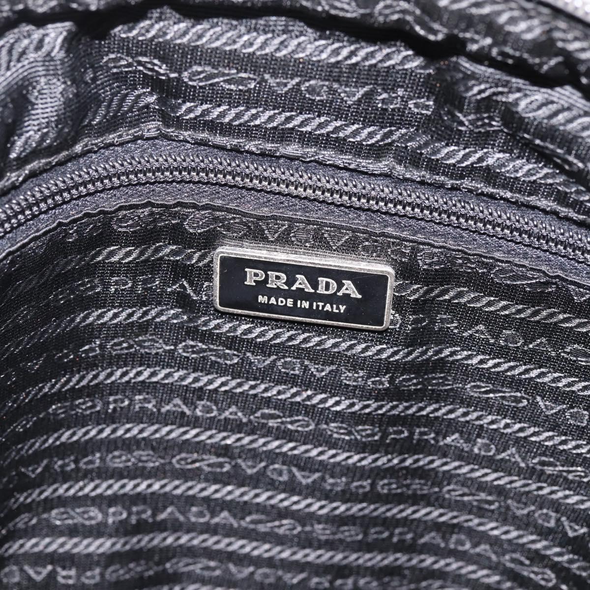 PRADA Shoulder Bag Nylon Black Silver Auth mr935