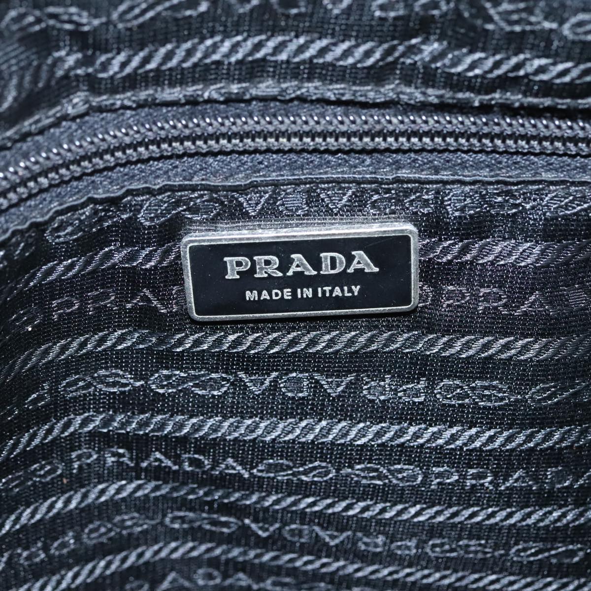 PRADA Shoulder Bag Nylon Black Silver Auth mr935