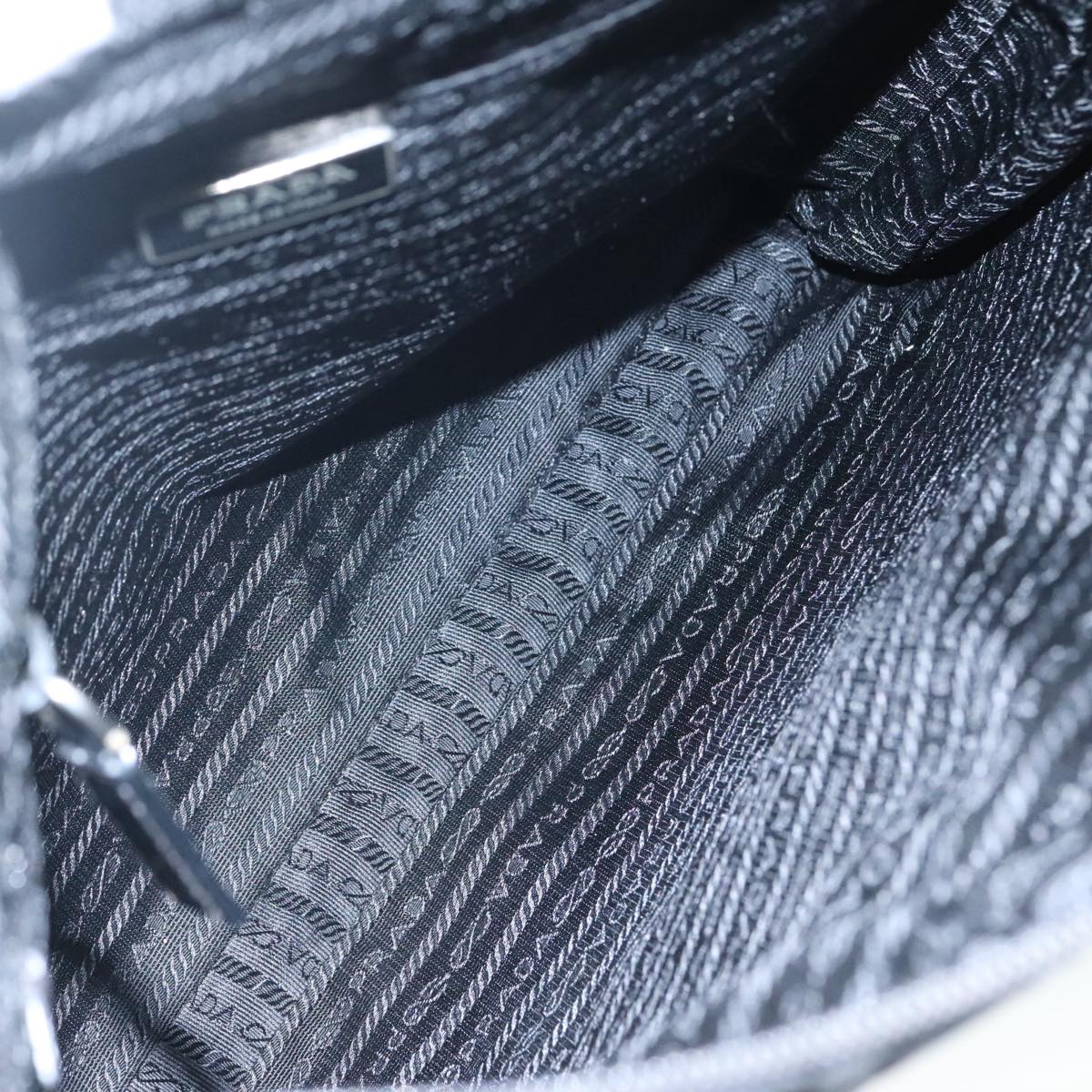 PRADA Shoulder Bag Nylon Black Silver Auth mr935
