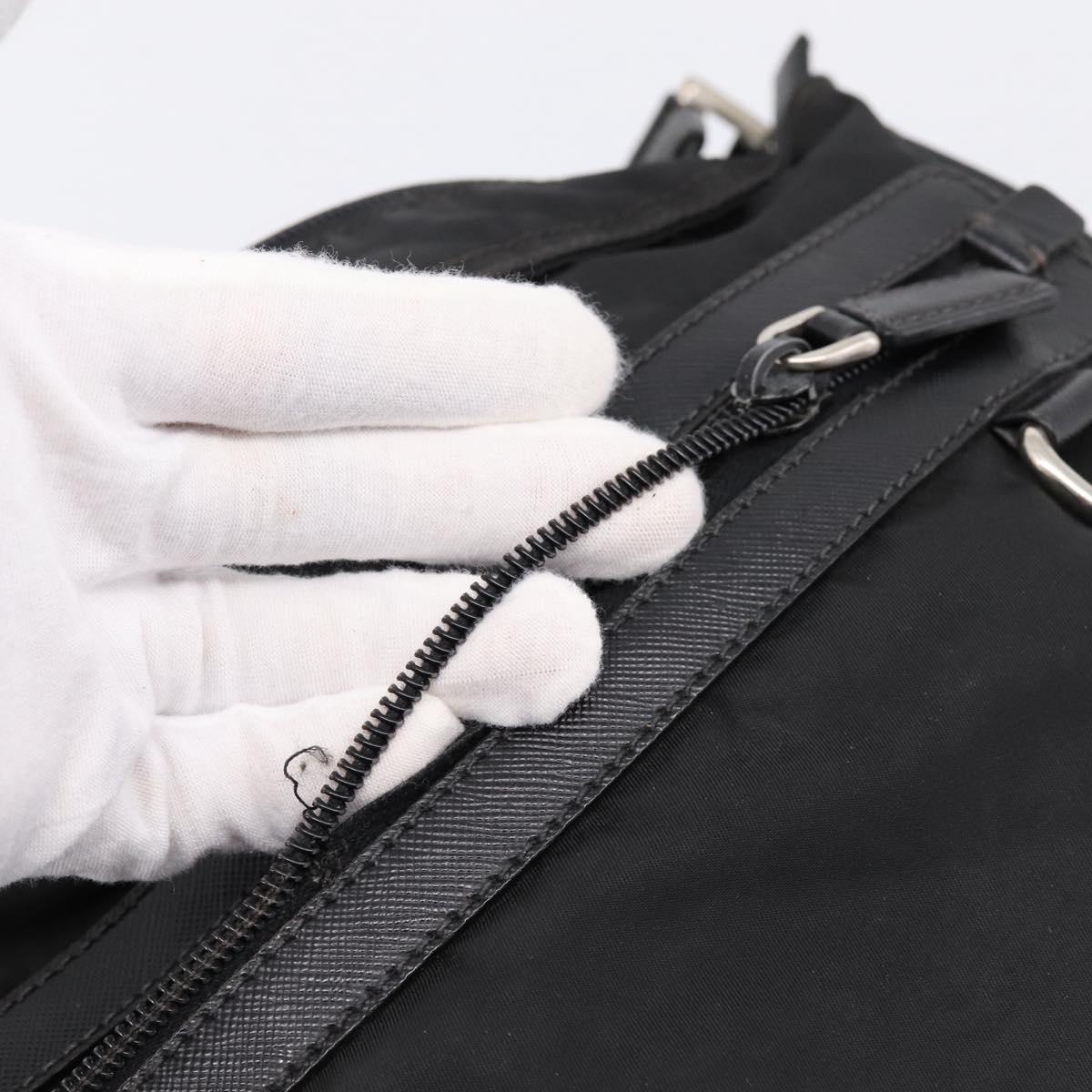 PRADA Shoulder Bag Nylon Black Silver Auth mr935