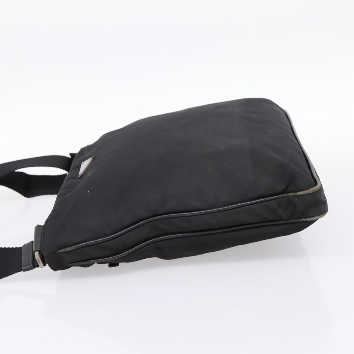 PRADA Shoulder Bag Nylon Black Silver Auth mr935