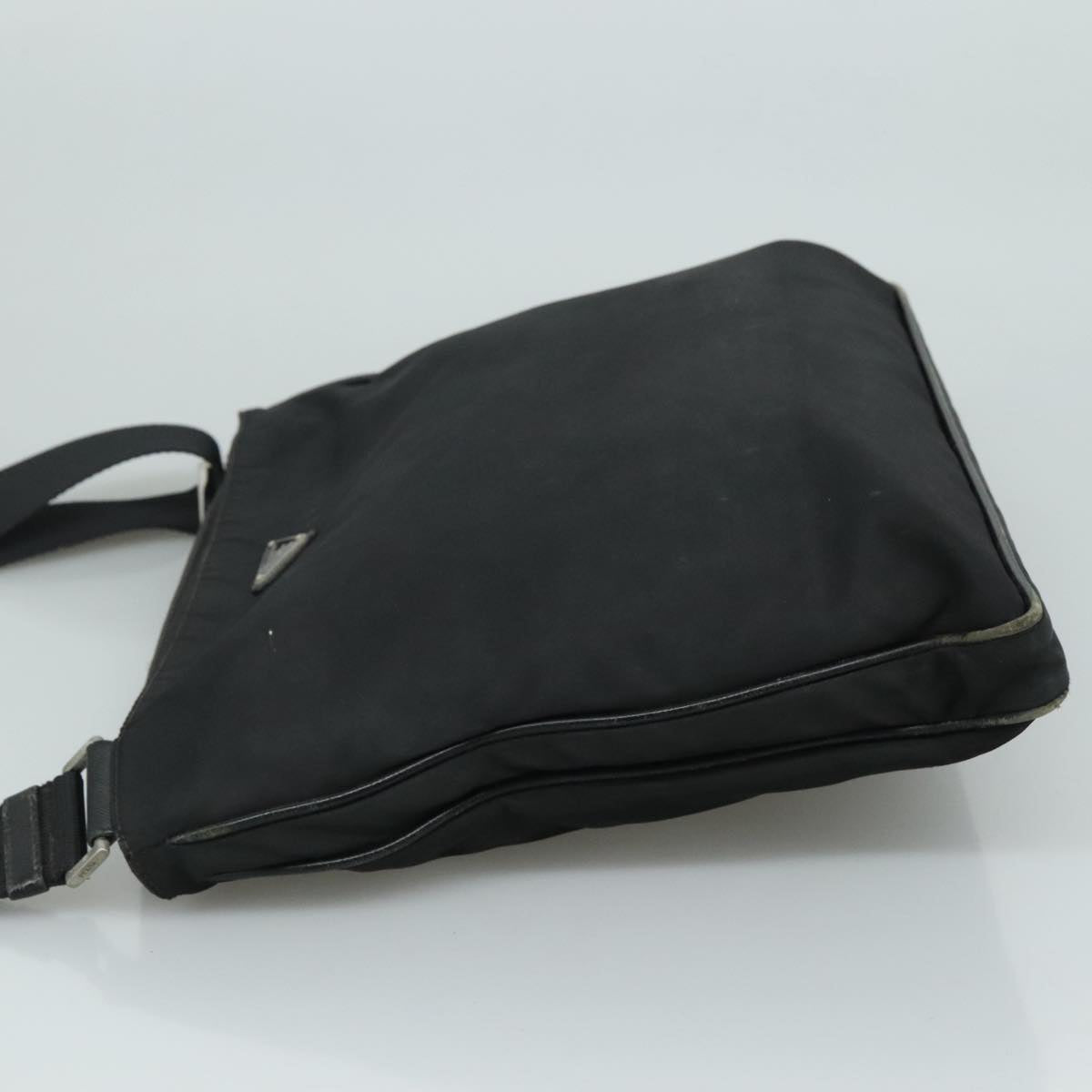 PRADA Shoulder Bag Nylon Black Silver Auth mr935