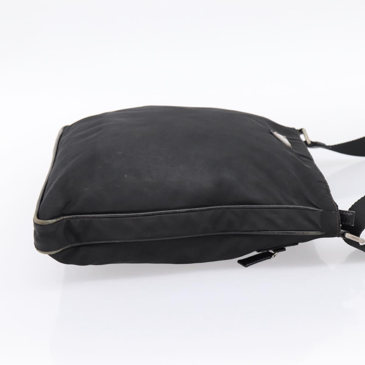 PRADA Shoulder Bag Nylon Black Silver Auth mr935