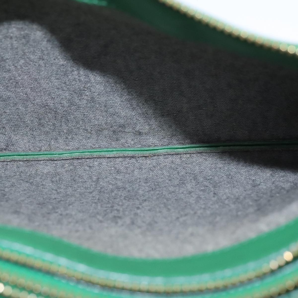 CELINE Trio Shoulder Bag Leather Green Gold Auth mr962