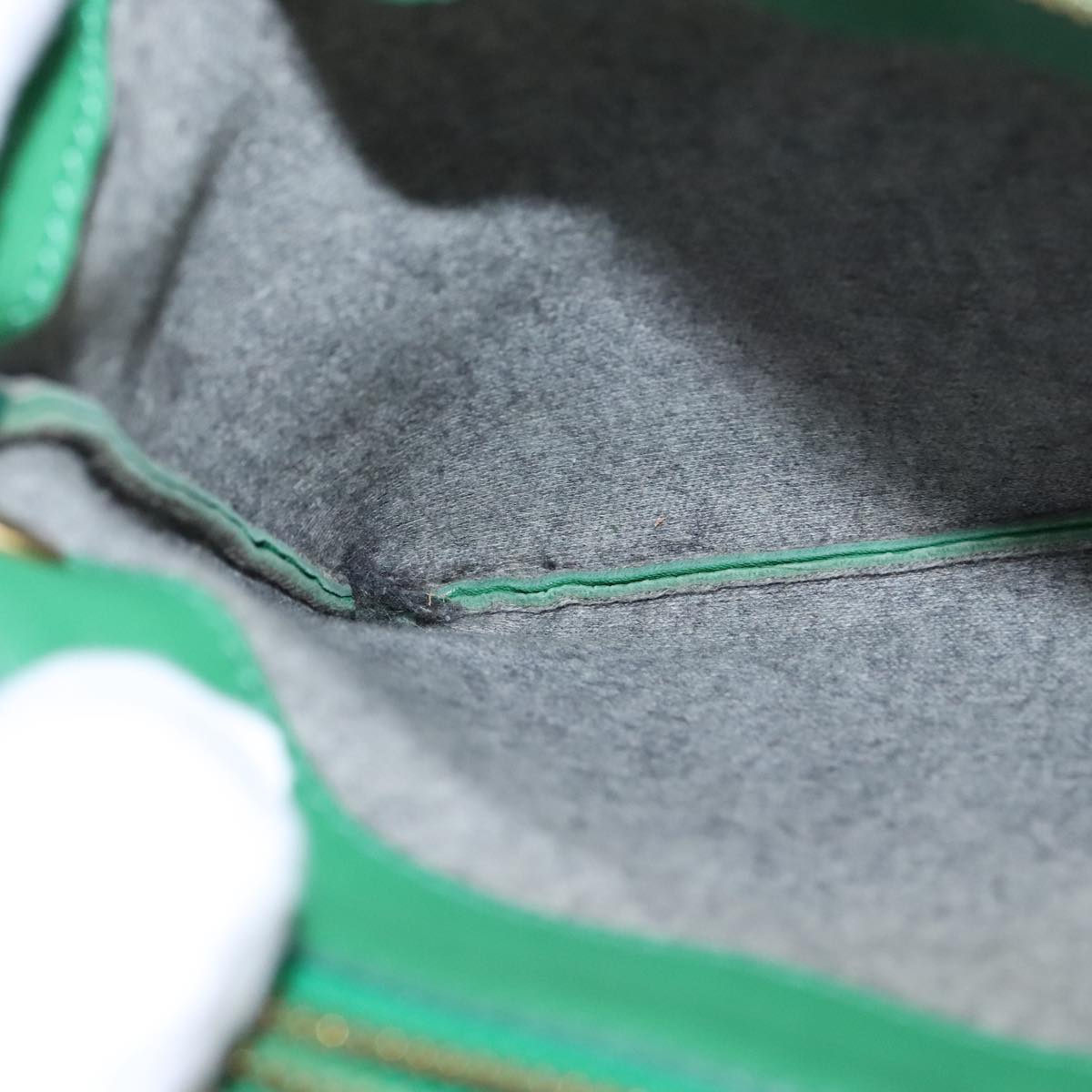 CELINE Trio Shoulder Bag Leather Green Gold Auth mr962