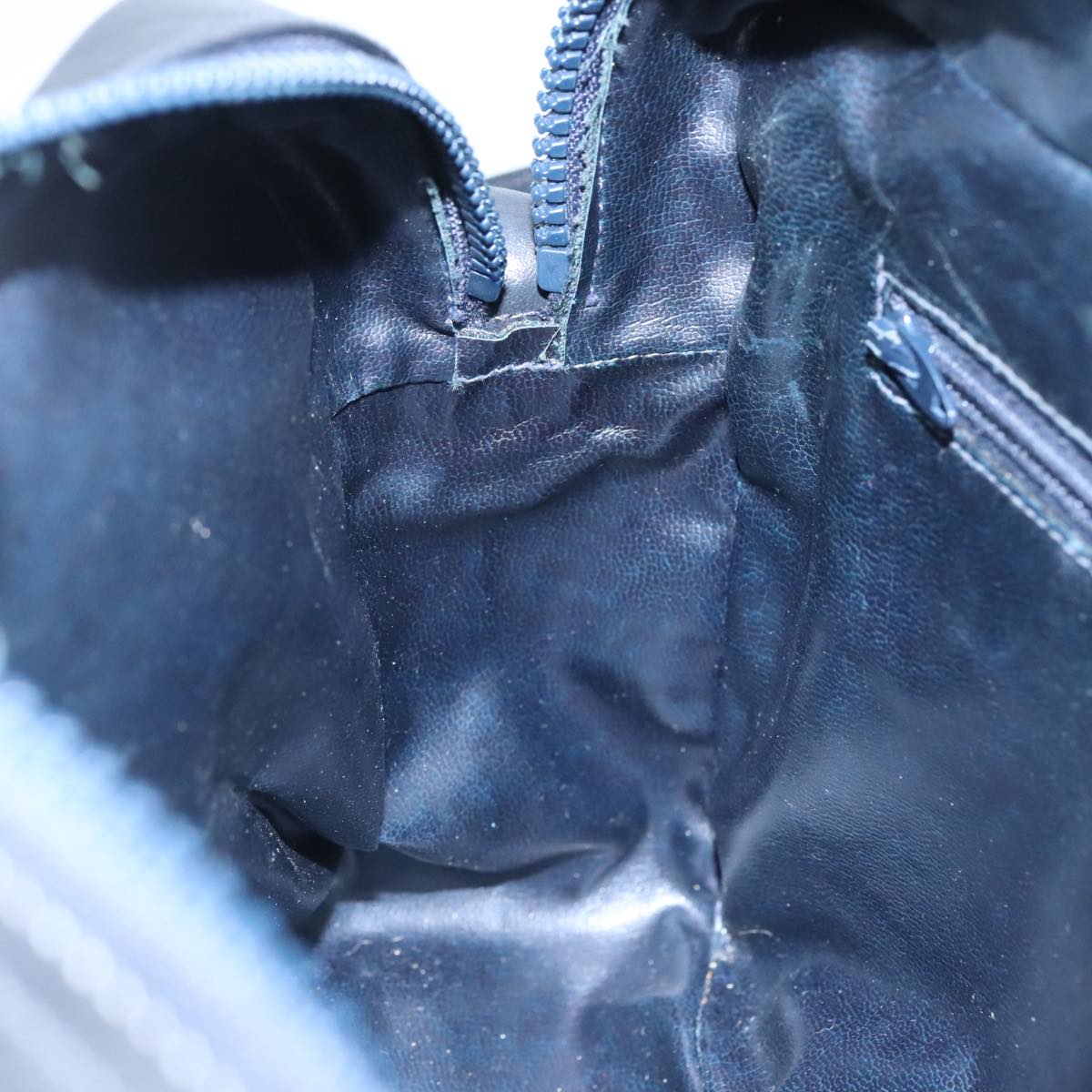 CELINE Macadam Canvas Shoulder Bag Suede Leather Navy Auth mr965