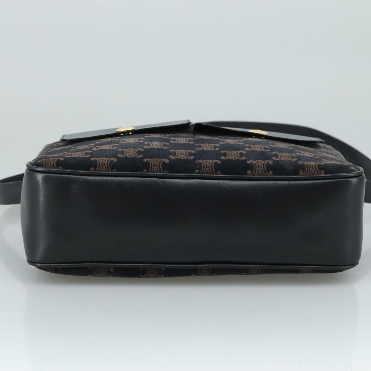 CELINE Macadam Canvas Shoulder Bag Suede Leather Navy Auth mr965