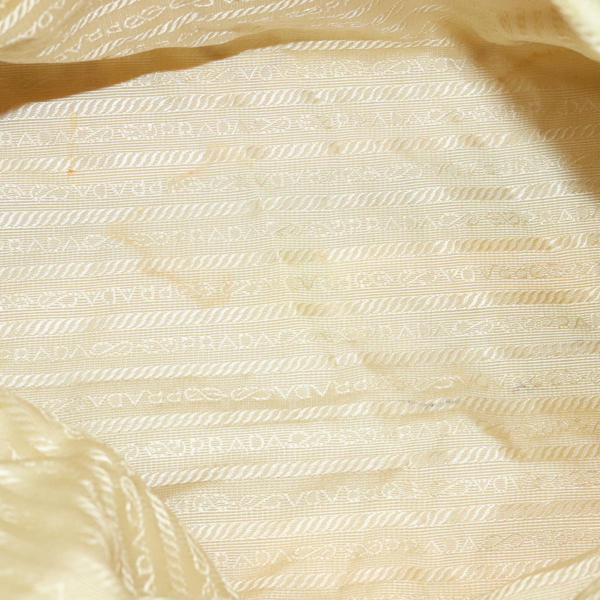 PRADA Chain Hand Bag Nylon Beige Gold Auth mr979