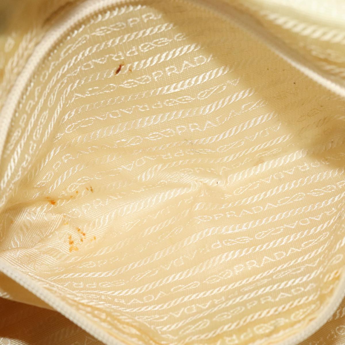 PRADA Chain Hand Bag Nylon Beige Gold Auth mr979