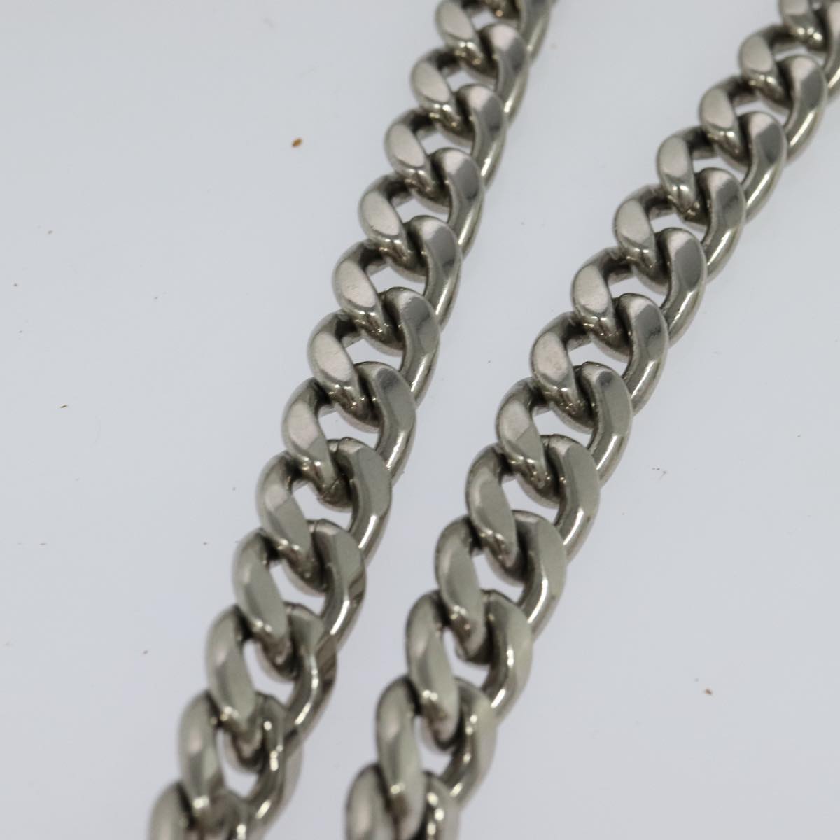 PRADA Gathered Chain Shoulder Bag Leather White Silver Auth mr992