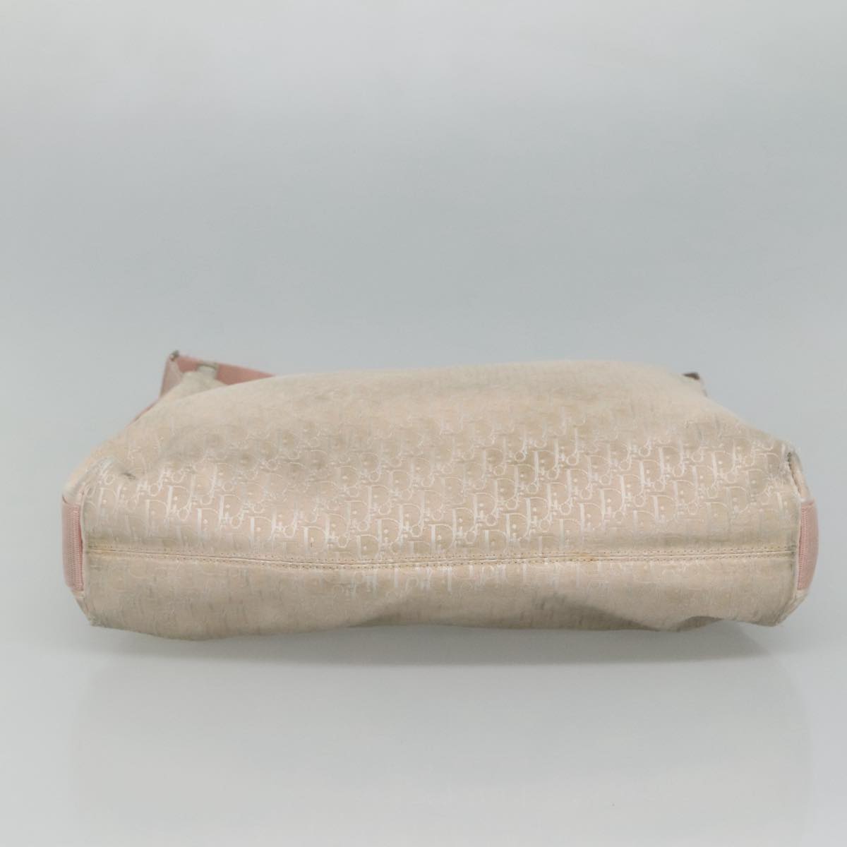 Christian Dior Trotter Canvas Shoulder Bag Beige Pink Silver Auth mr996