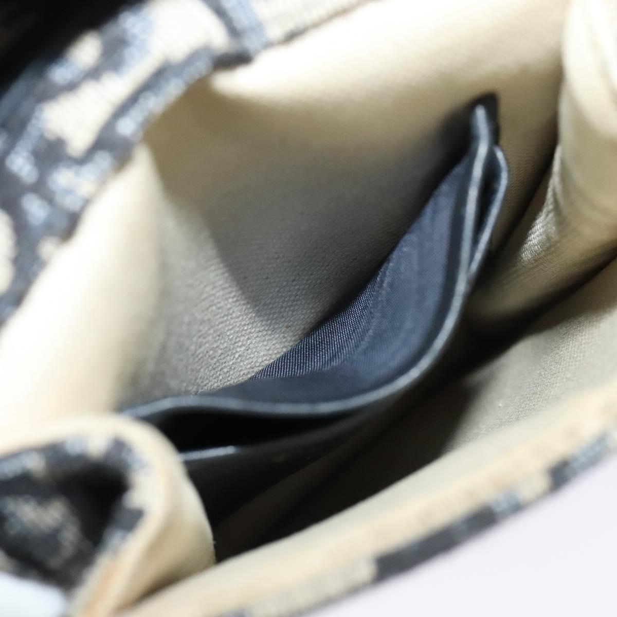 Christian Dior Oblique Chain Trotter Canvas Shoulder Bag Navy Auth MX012