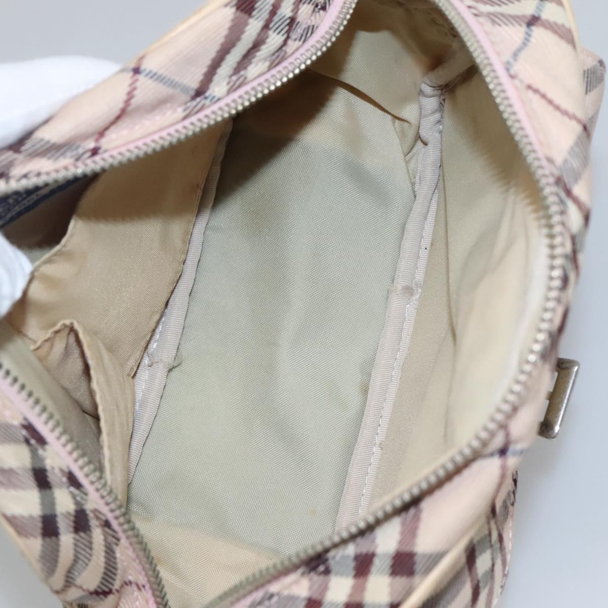BURBERRY Nova Check Blue Label Shoulder Bag Nylon Pink Silver Auth MX014