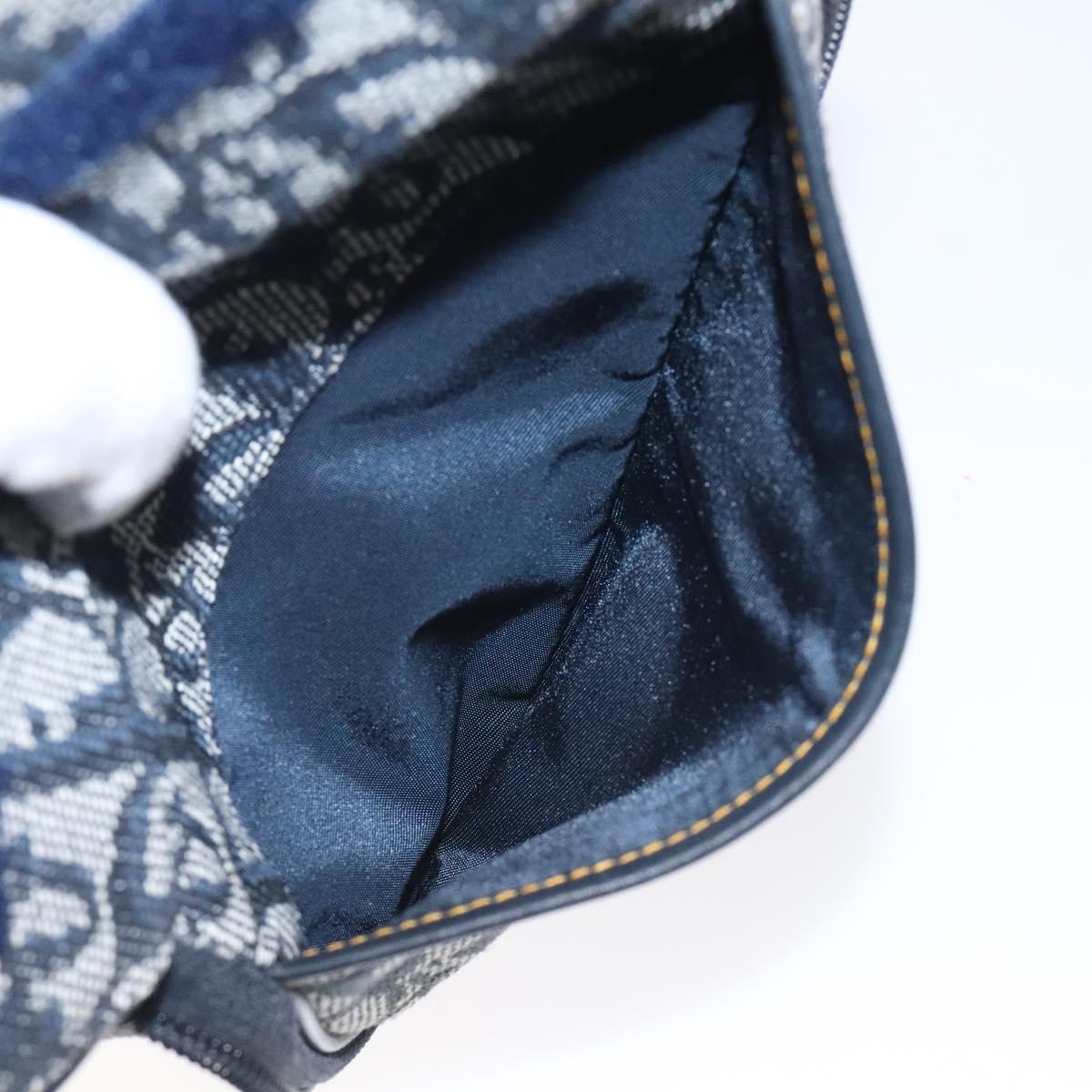 Christian Dior Trotter Canvas Saddle Pouch Navy Auth MX016