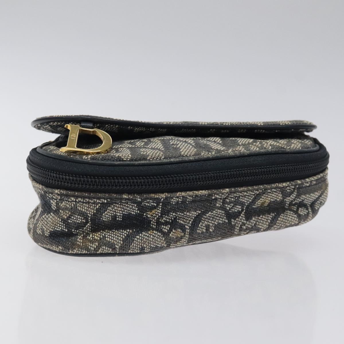 Christian Dior Trotter Canvas Saddle Pouch Navy Auth MX016