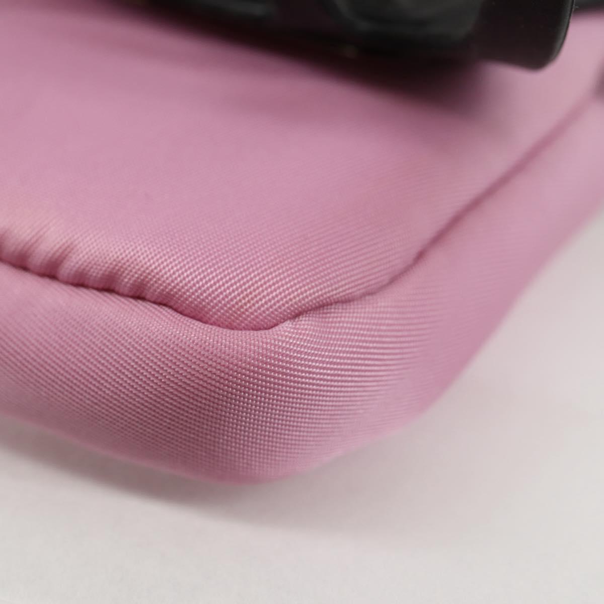 PRADA Smartphone Pouch Shoulder Bag Nylon Pink Silver Auth MX024M