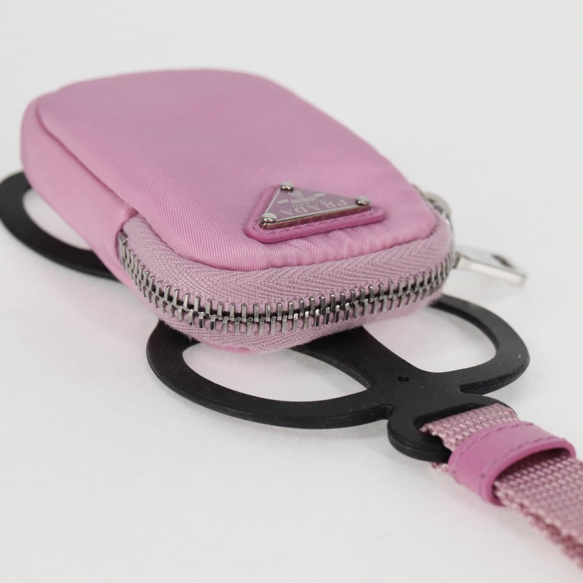 PRADA Smartphone Pouch Shoulder Bag Nylon Pink Silver Auth MX024M