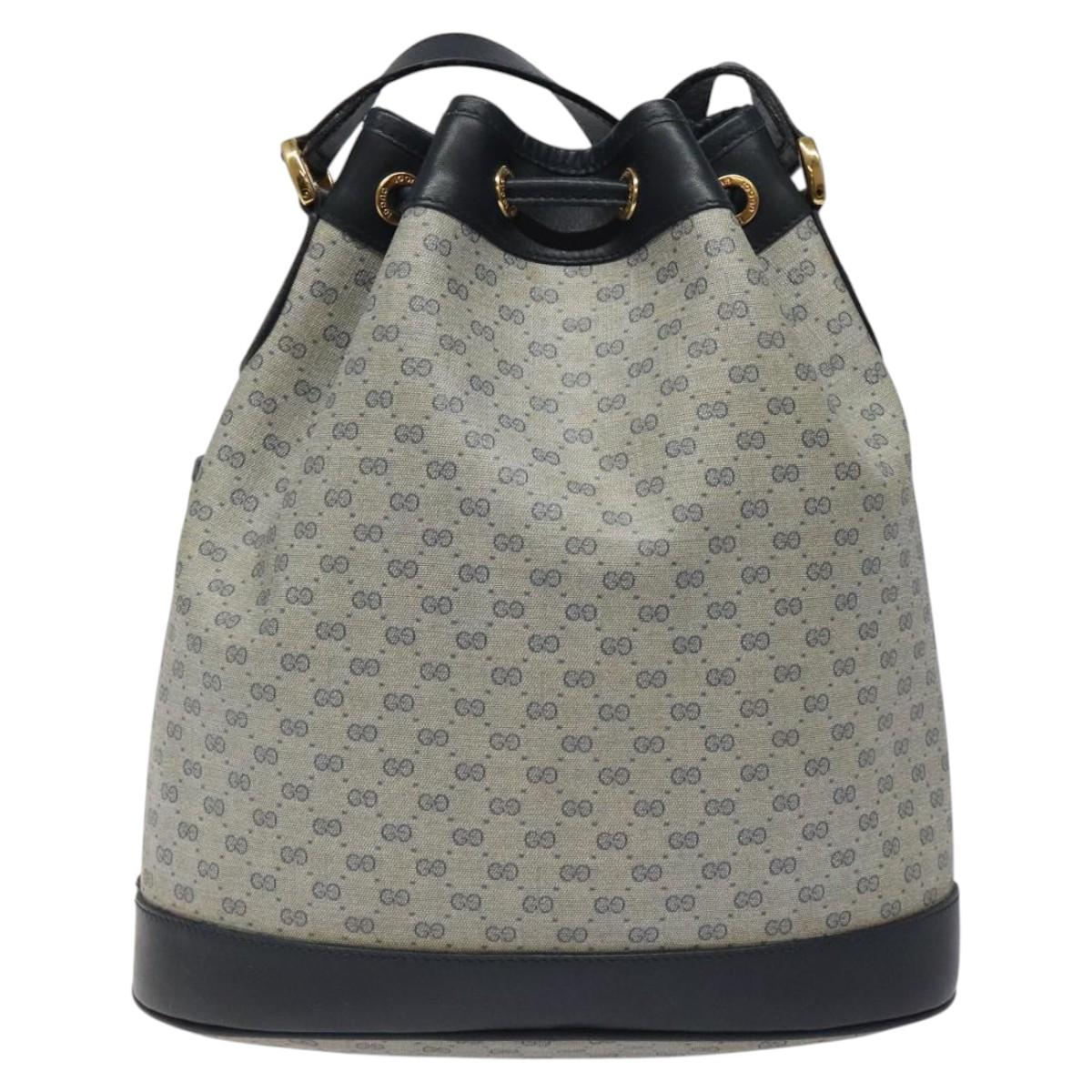 GUCCI Micro GG Supreme Shoulder Bag PVC Navy Gold Auth MX035