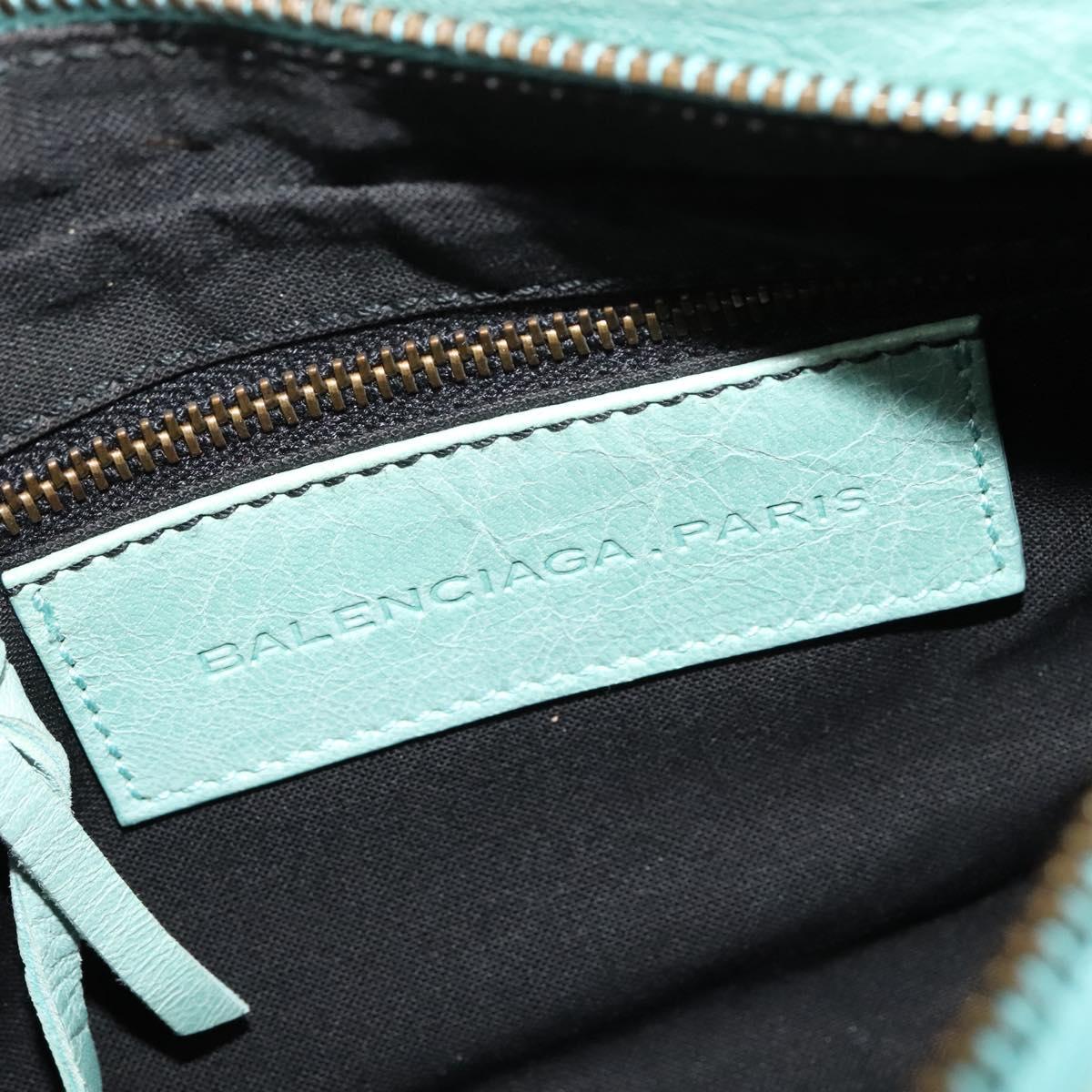 BALENCIAGA The Shoulder Bag Leather Light Blue 138226 Auth MX037