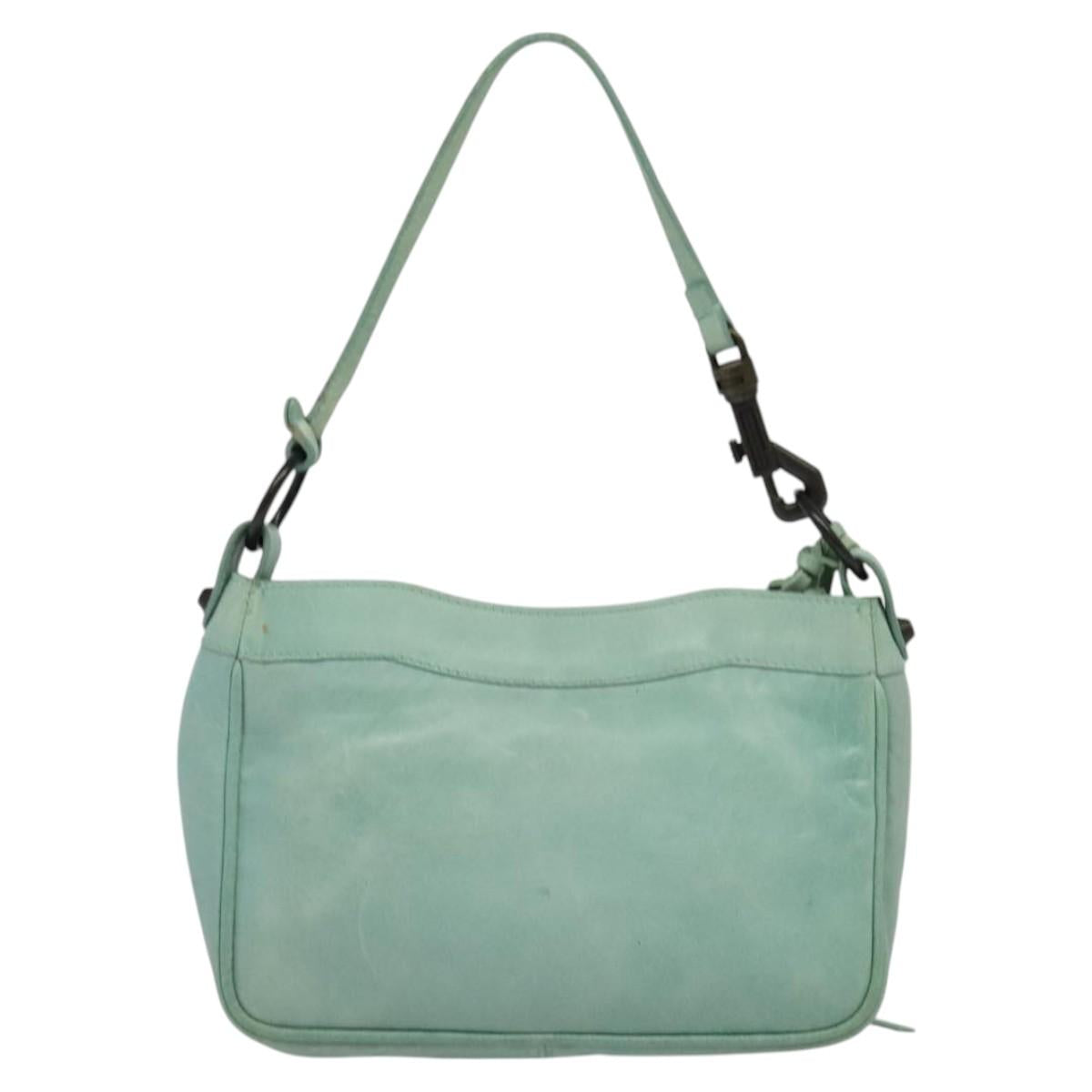 BALENCIAGA The Shoulder Bag Leather Light Blue 138226 Auth MX037