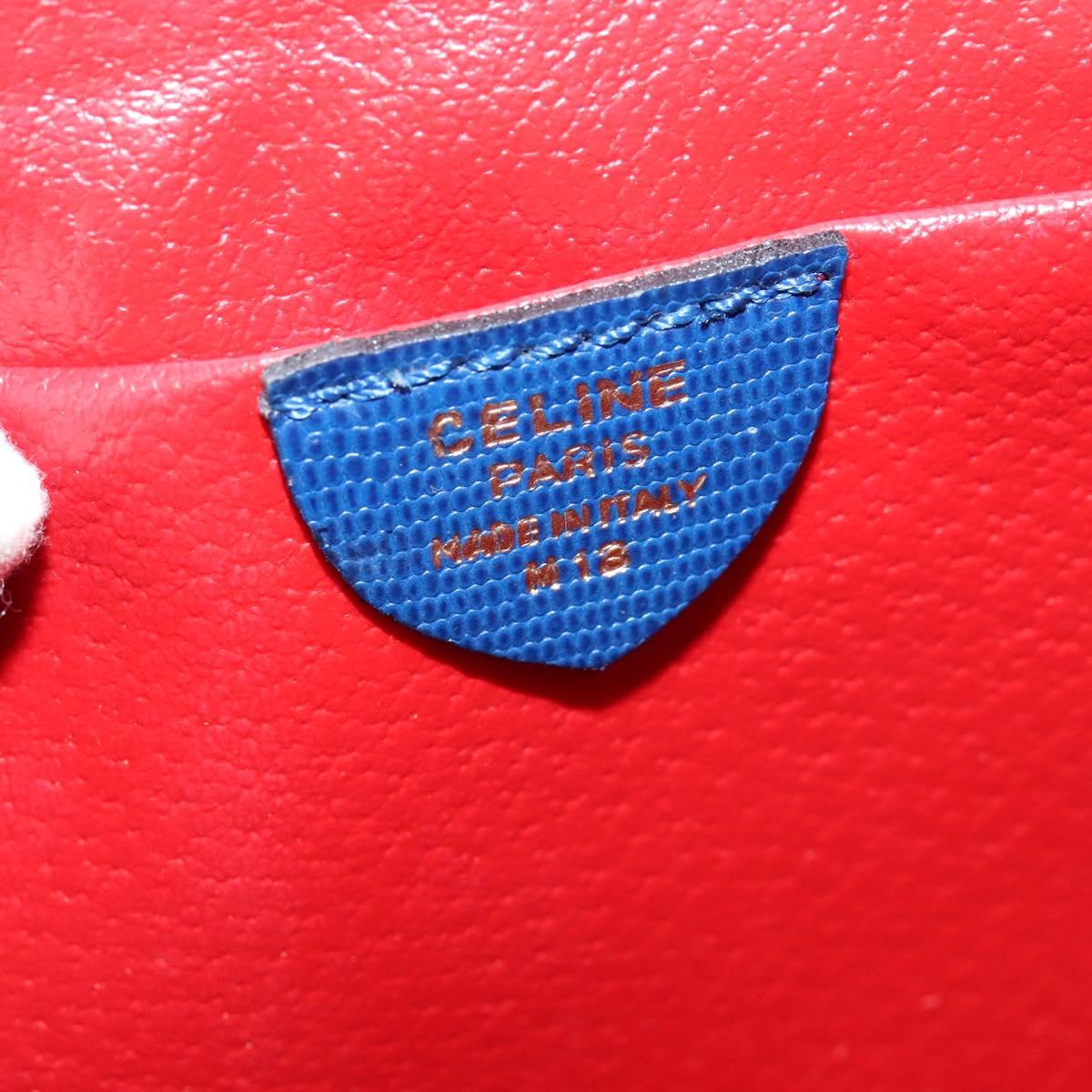 CELINE Shoulder Bag Leather Blue Gold Auth MX045