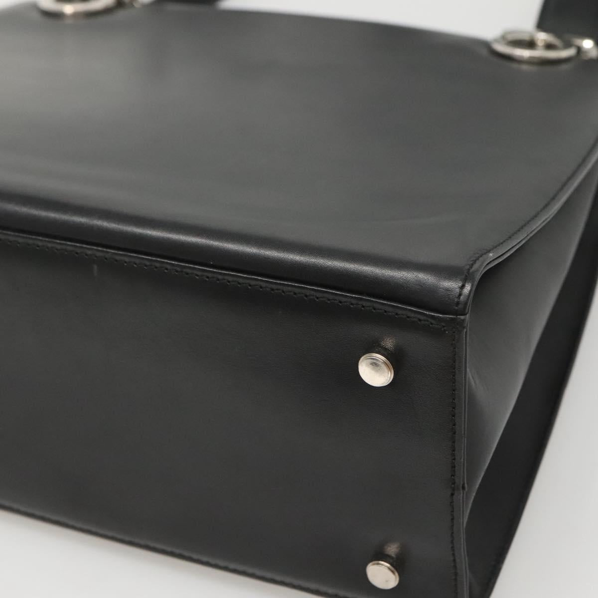 Salvatore Ferragamo Gancini Shoulder Bag Leather Black Silver Auth MX070