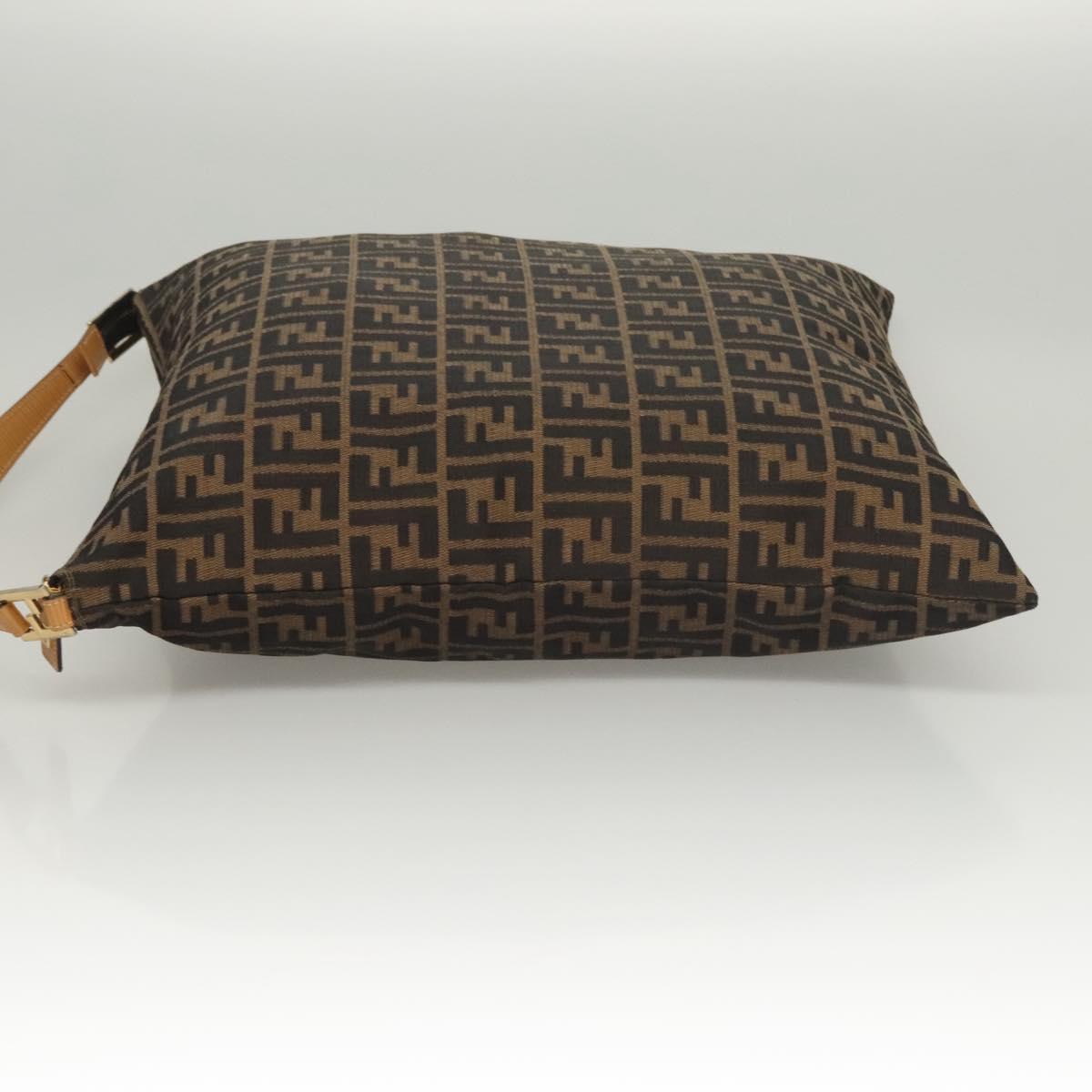 FENDI Zucca Canvas Shoulder Bag Black Brown Auth MX072V