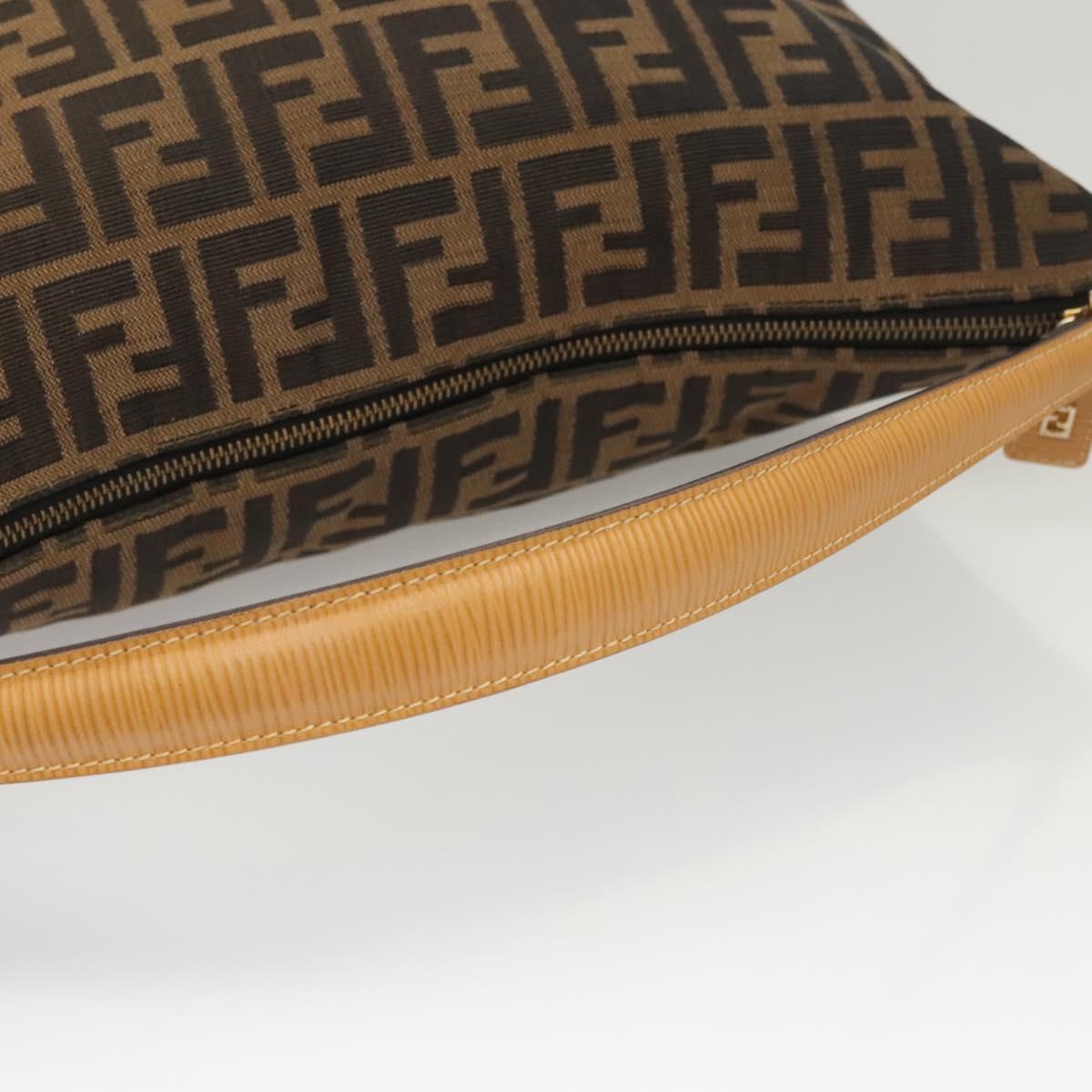 FENDI Zucca Canvas Shoulder Bag Black Brown Auth MX072V