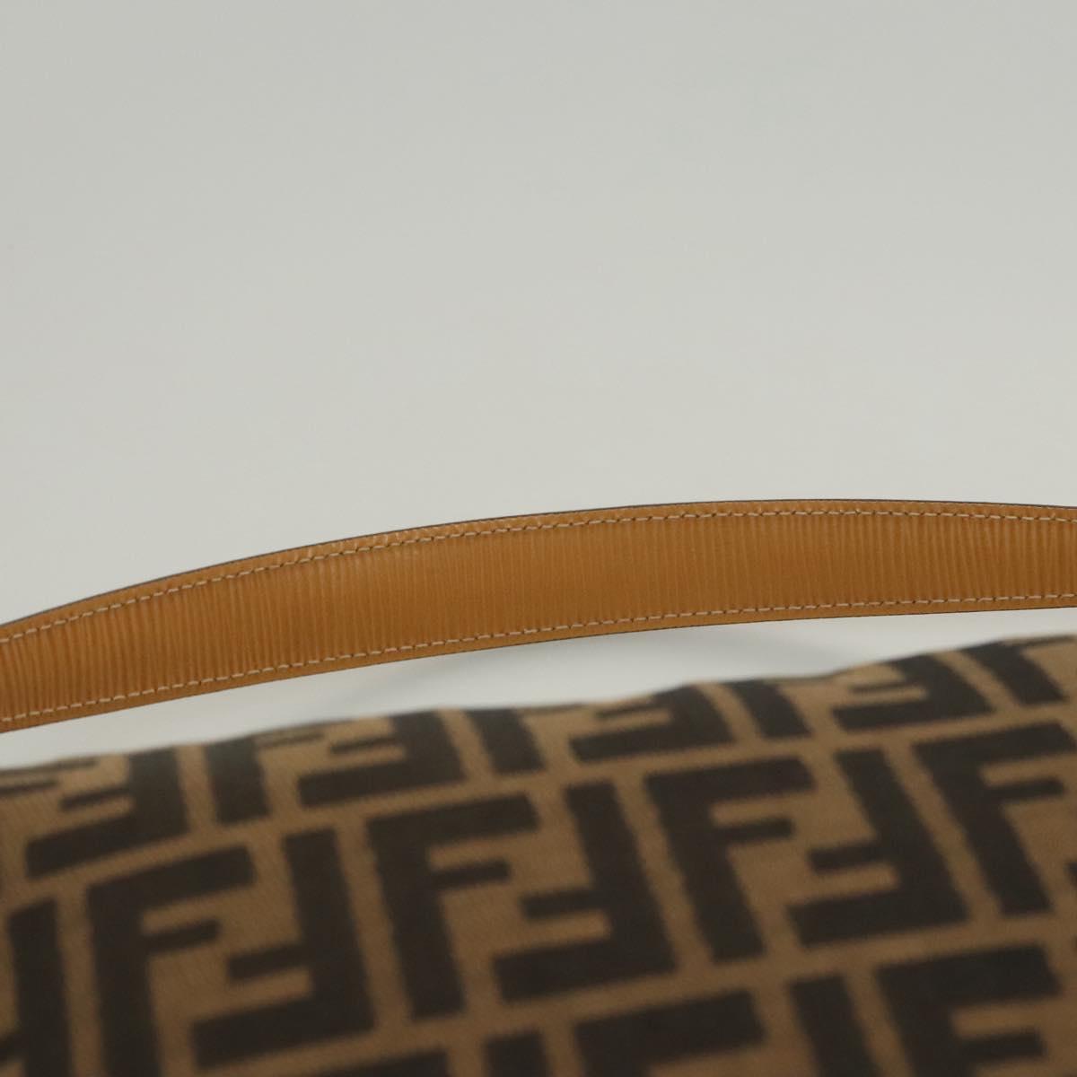 FENDI Zucca Canvas Shoulder Bag Black Brown Auth MX072V