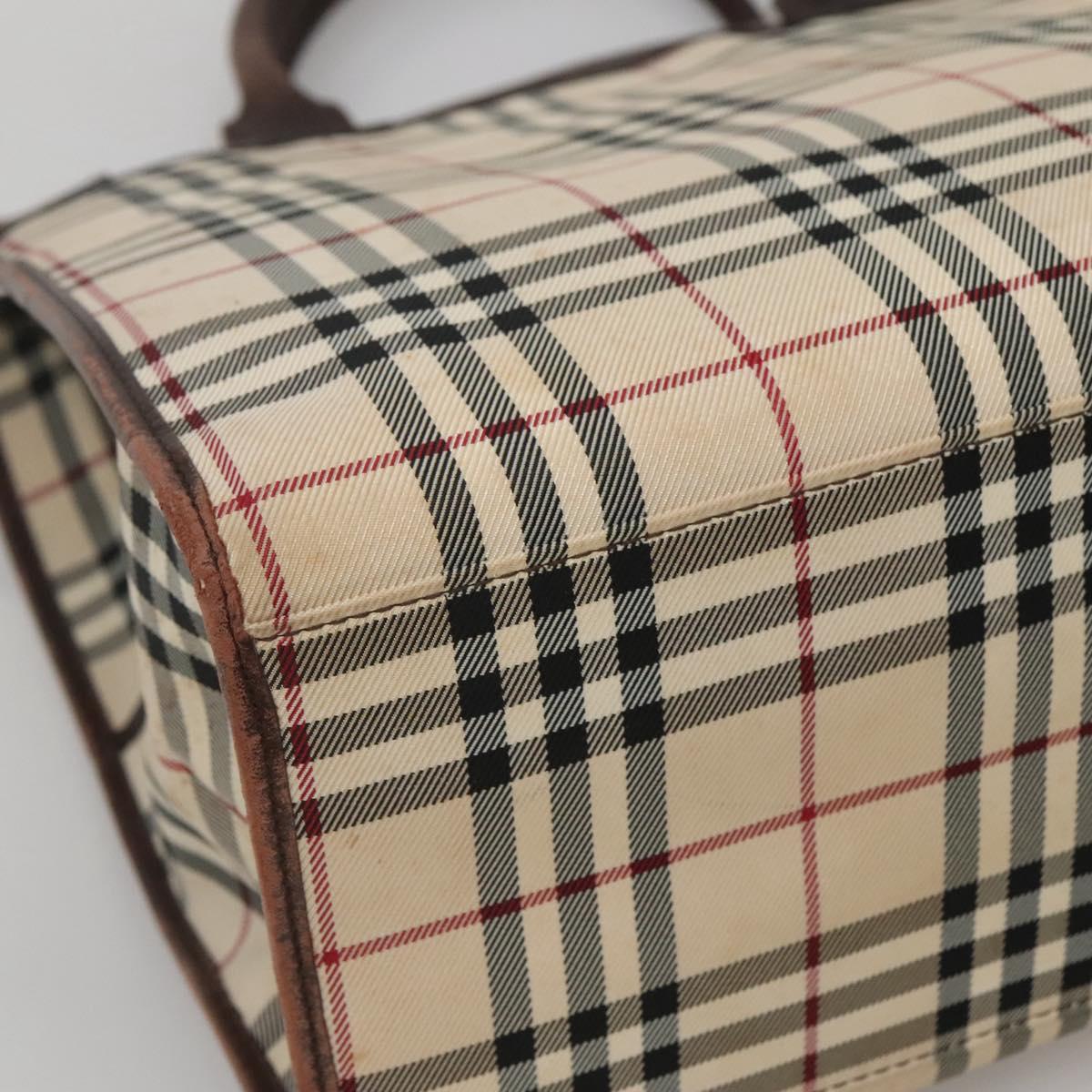 BURBERRY Nova Check Hand Bag Canvas Beige Auth MX078