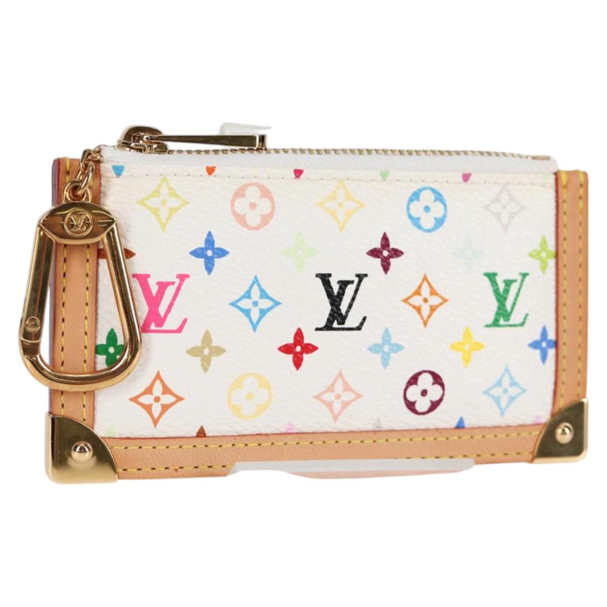 LOUIS VUITTON Monogram Multicolor Pochette Cles Purse White M92655 Auth MX081SM