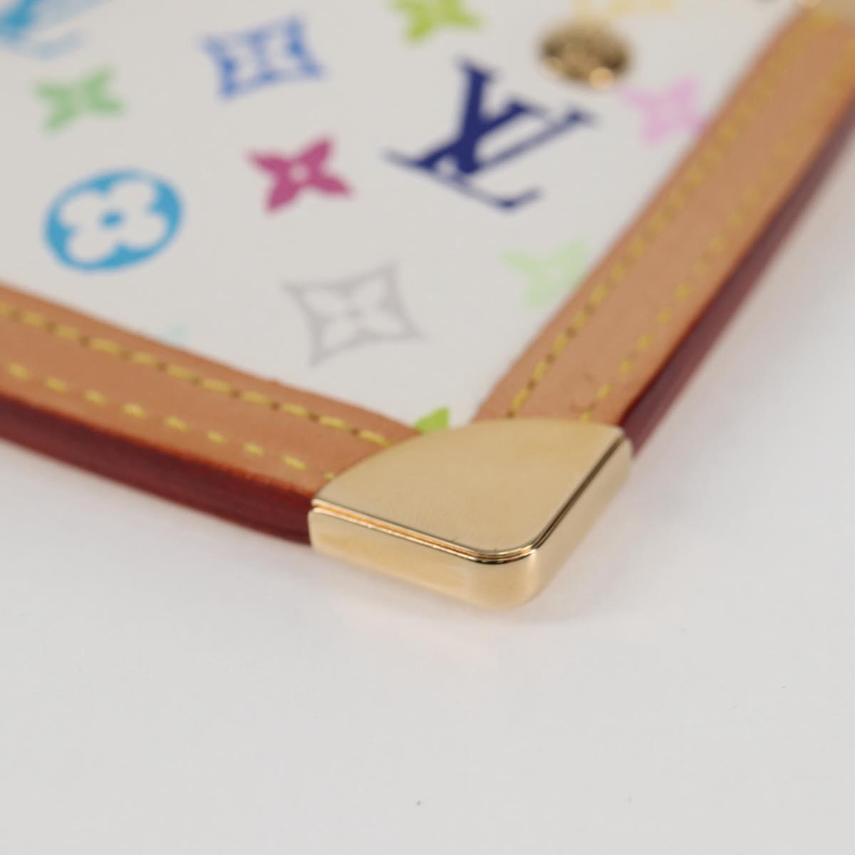 LOUIS VUITTON Monogram Multicolor Pochette Cles Purse White M92655 Auth MX081SM