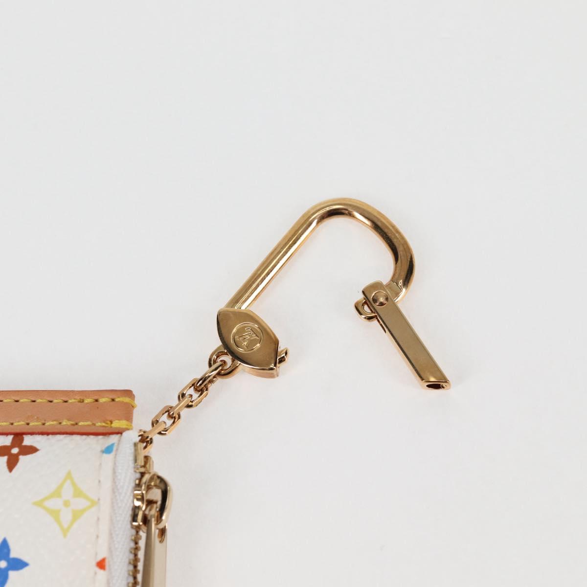 LOUIS VUITTON Monogram Multicolor Pochette Cles Purse White M92655 Auth MX081SM