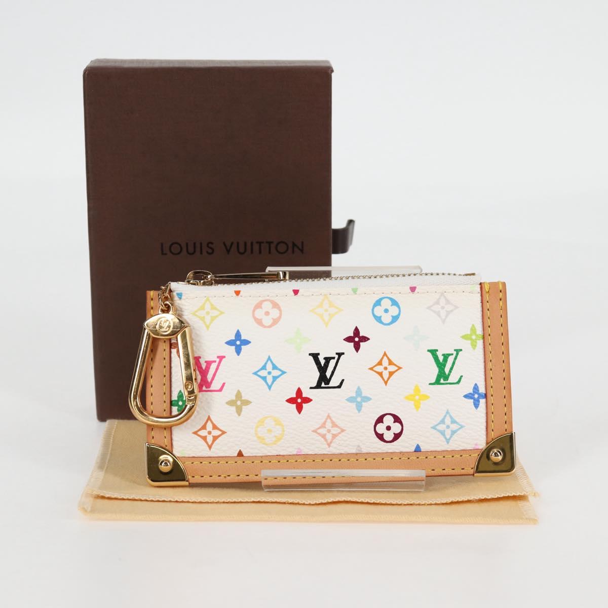 LOUIS VUITTON Monogram Multicolor Pochette Cles Purse White M92655 Auth MX081SM