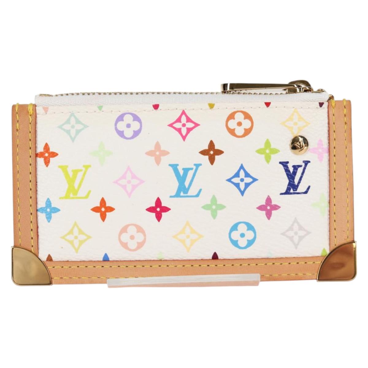 LOUIS VUITTON Monogram Multicolor Pochette Cles Purse White M92655 Auth MX081SM