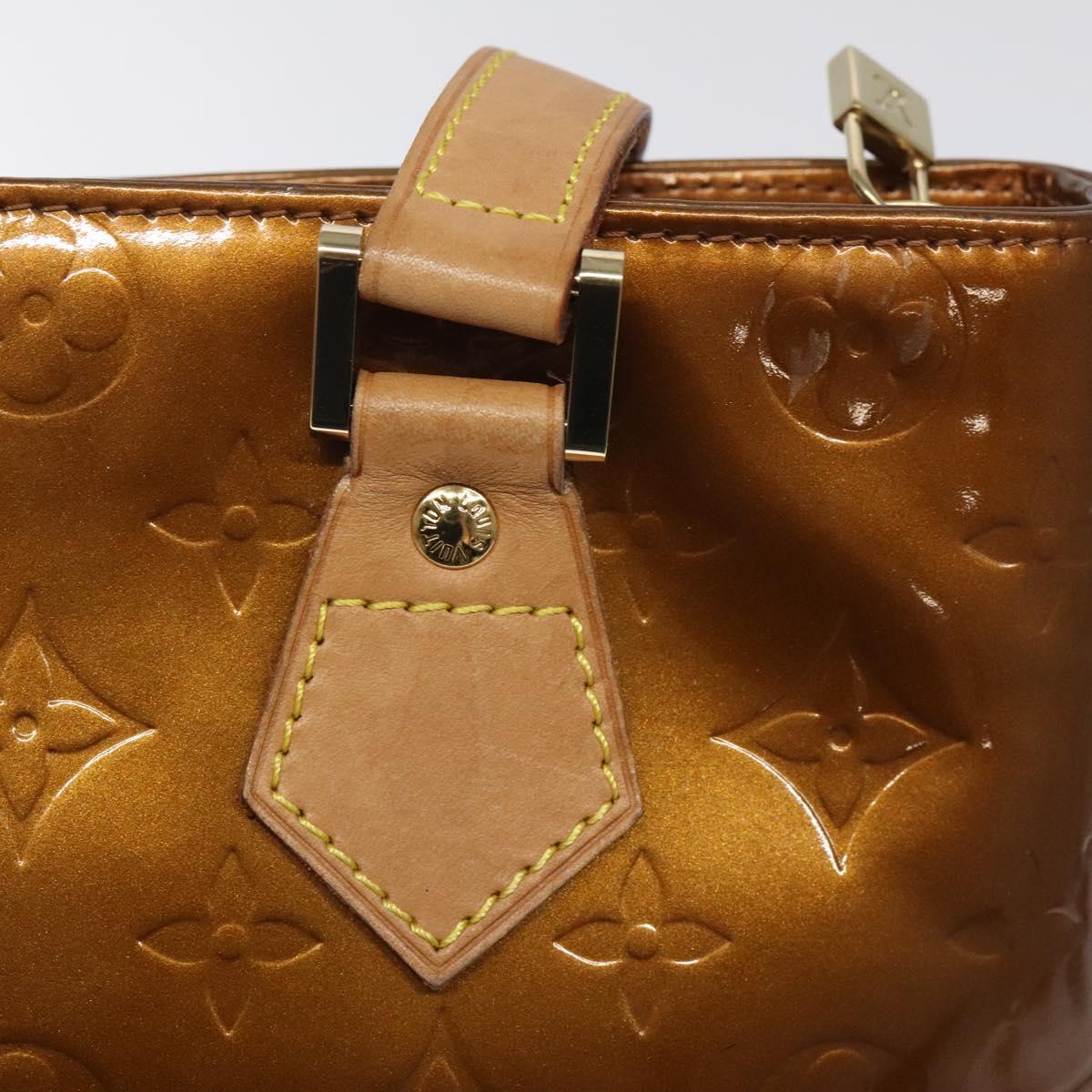 LOUIS VUITTON Monogram Vernis Houston Hand Bag Bronze M91122 LV Auth MX087