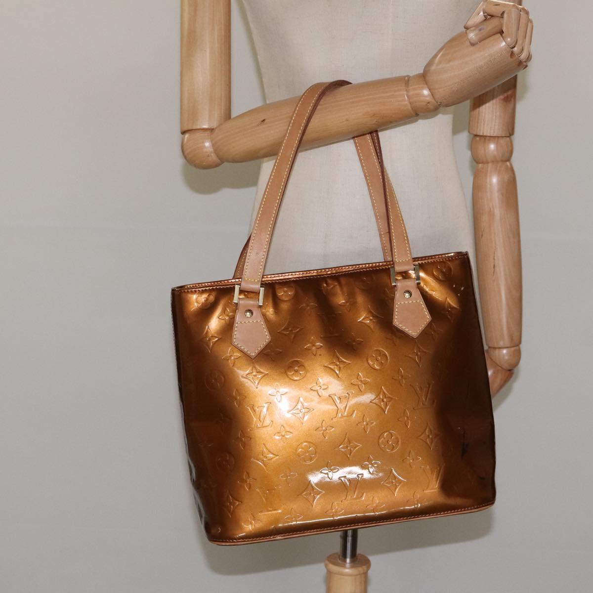 LOUIS VUITTON Monogram Vernis Houston Hand Bag Bronze M91122 LV Auth MX087